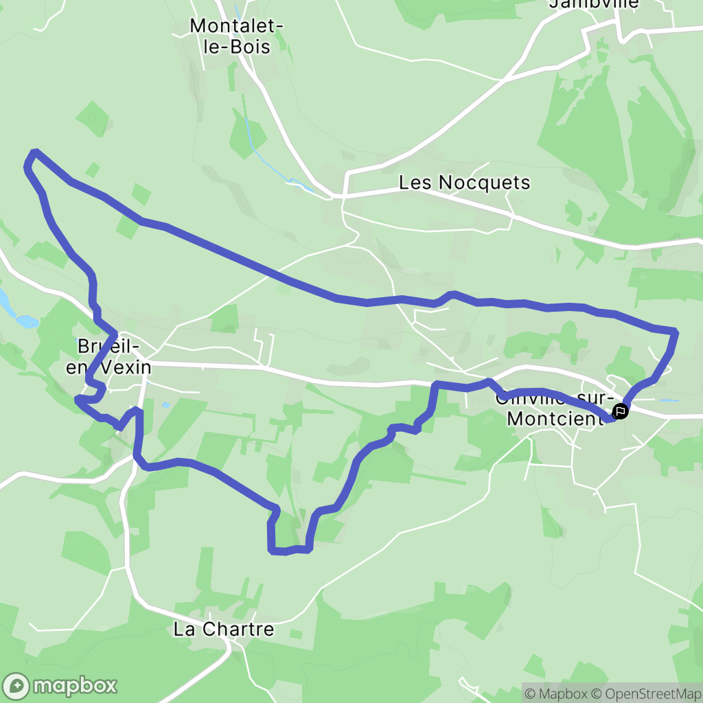 Brueil-en-Vexin : carte du parcours de randonnée - France
