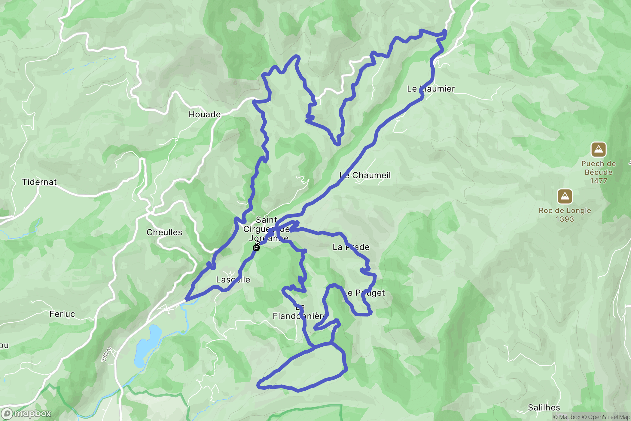 Saint-Cirgues-de-Jordanne : carte du parcours de randonnée - France