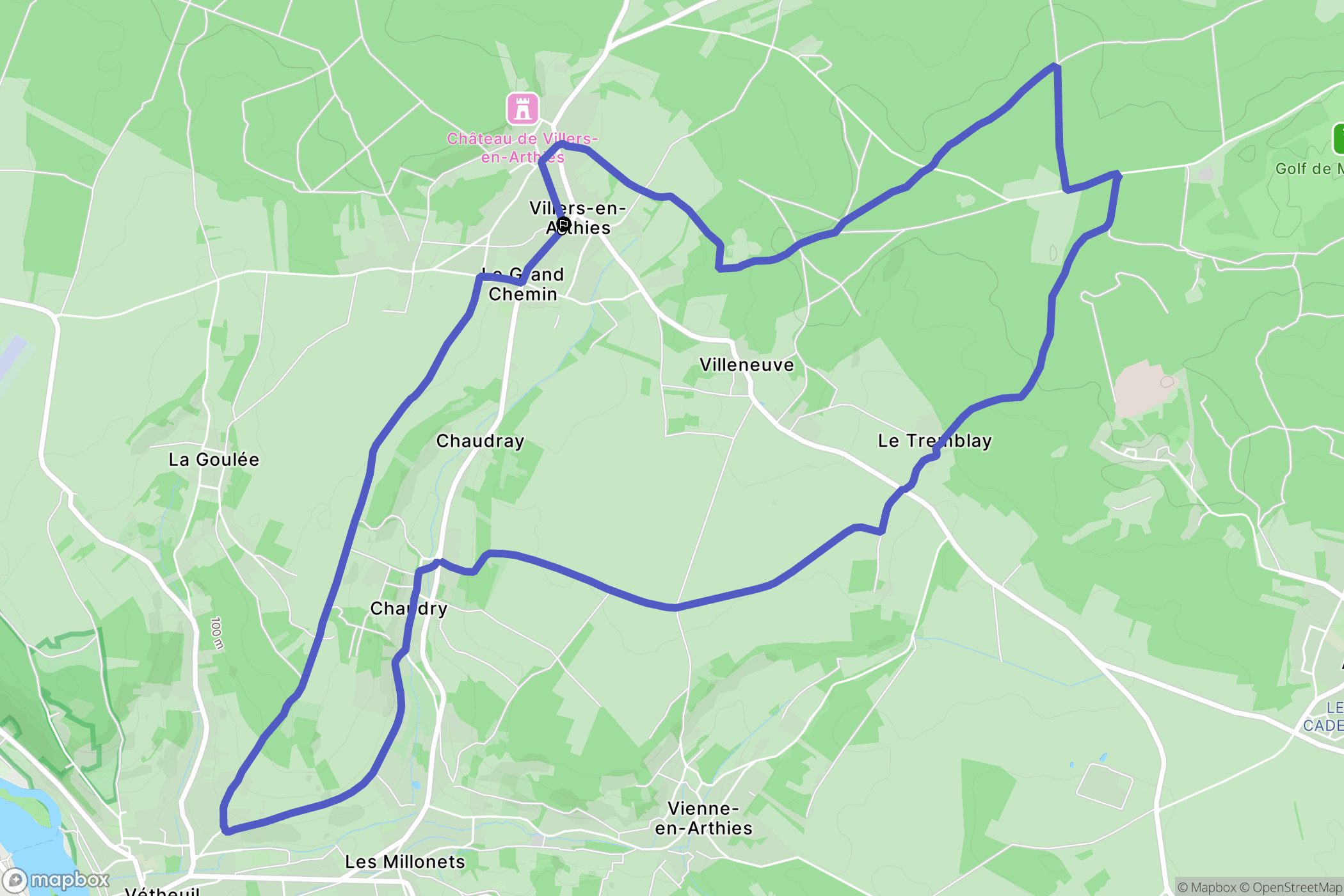 Villers-en-Arthies : carte du parcours de randonnée - France