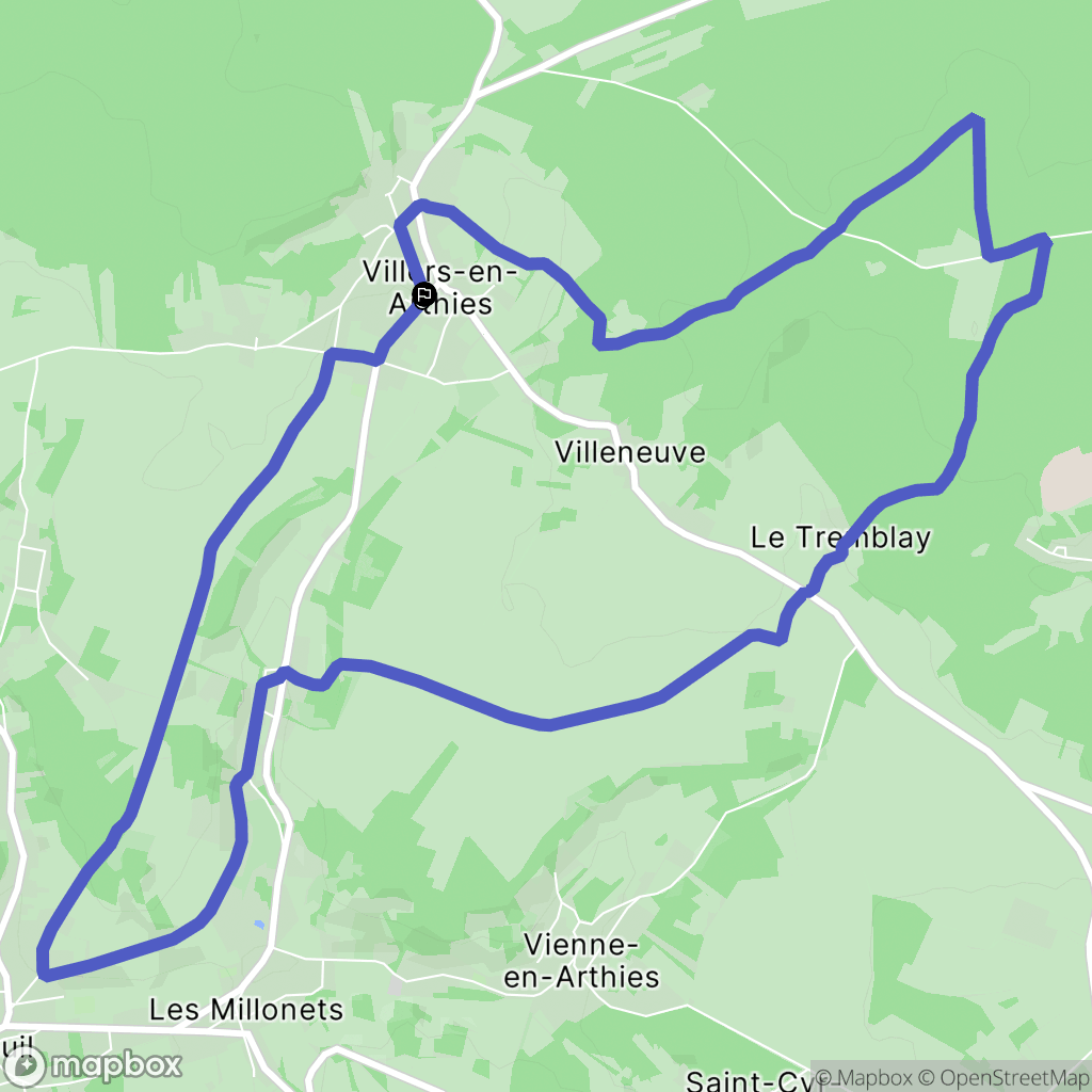 Villers-en-Arthies : carte du parcours de randonnée - France