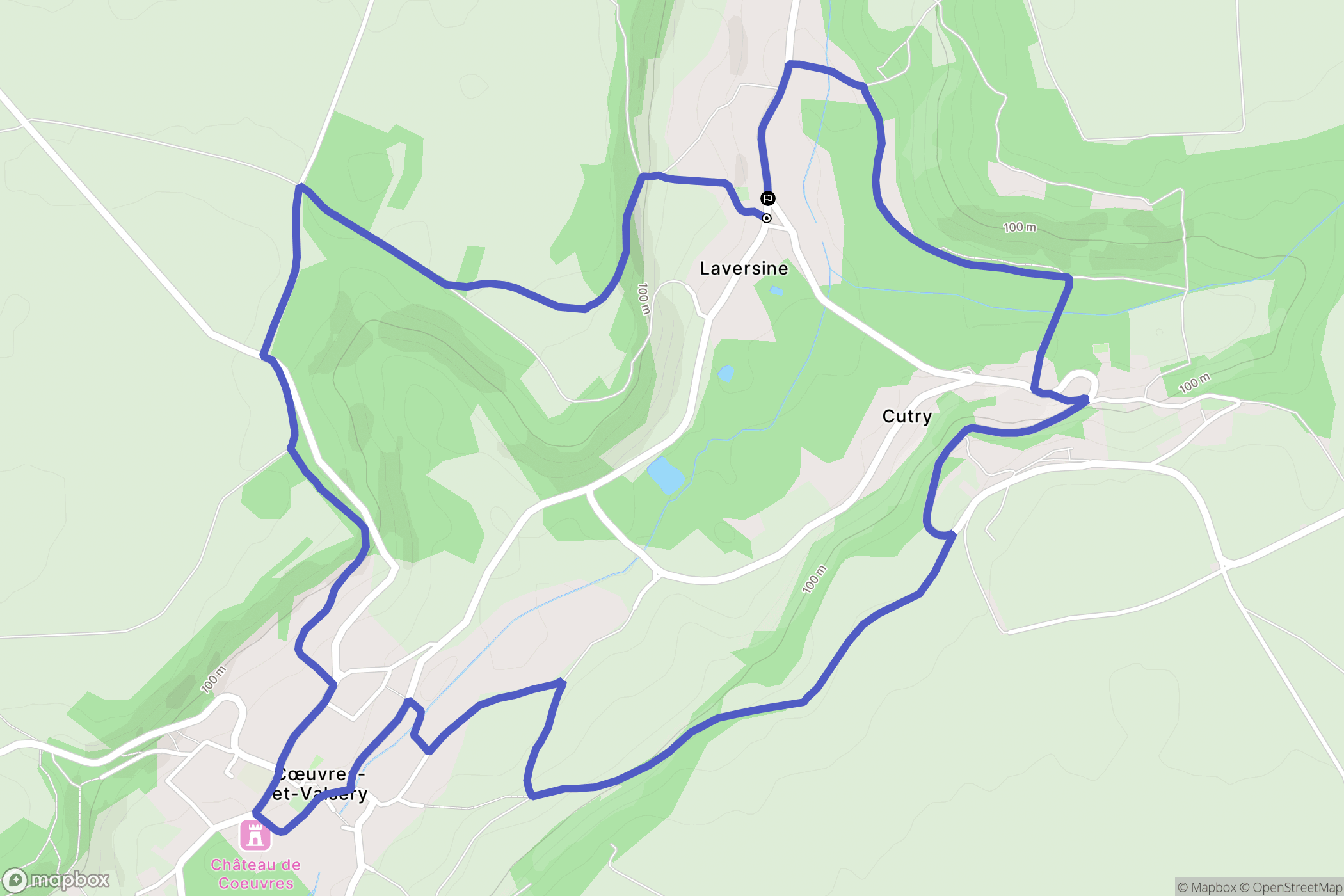 Laversine : carte du parcours de randonnée - France