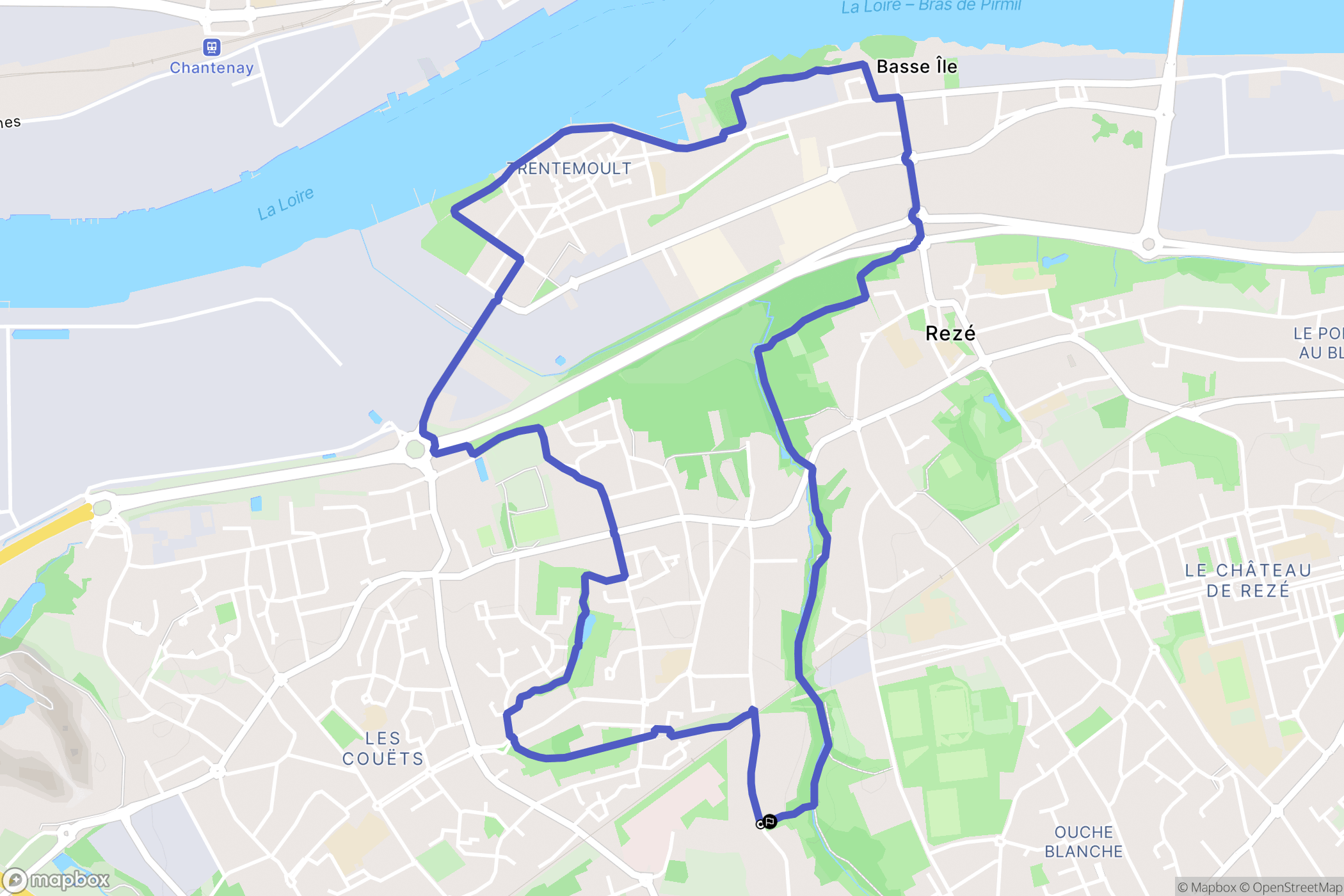Bouguenais : carte du parcours de randonnée - France