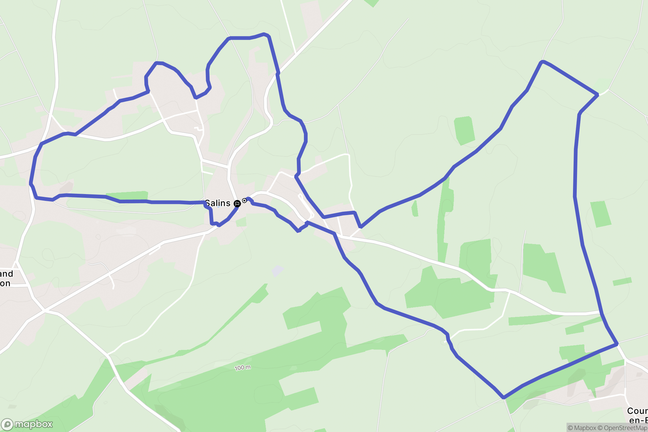 Salins : carte du parcours de randonnée - France