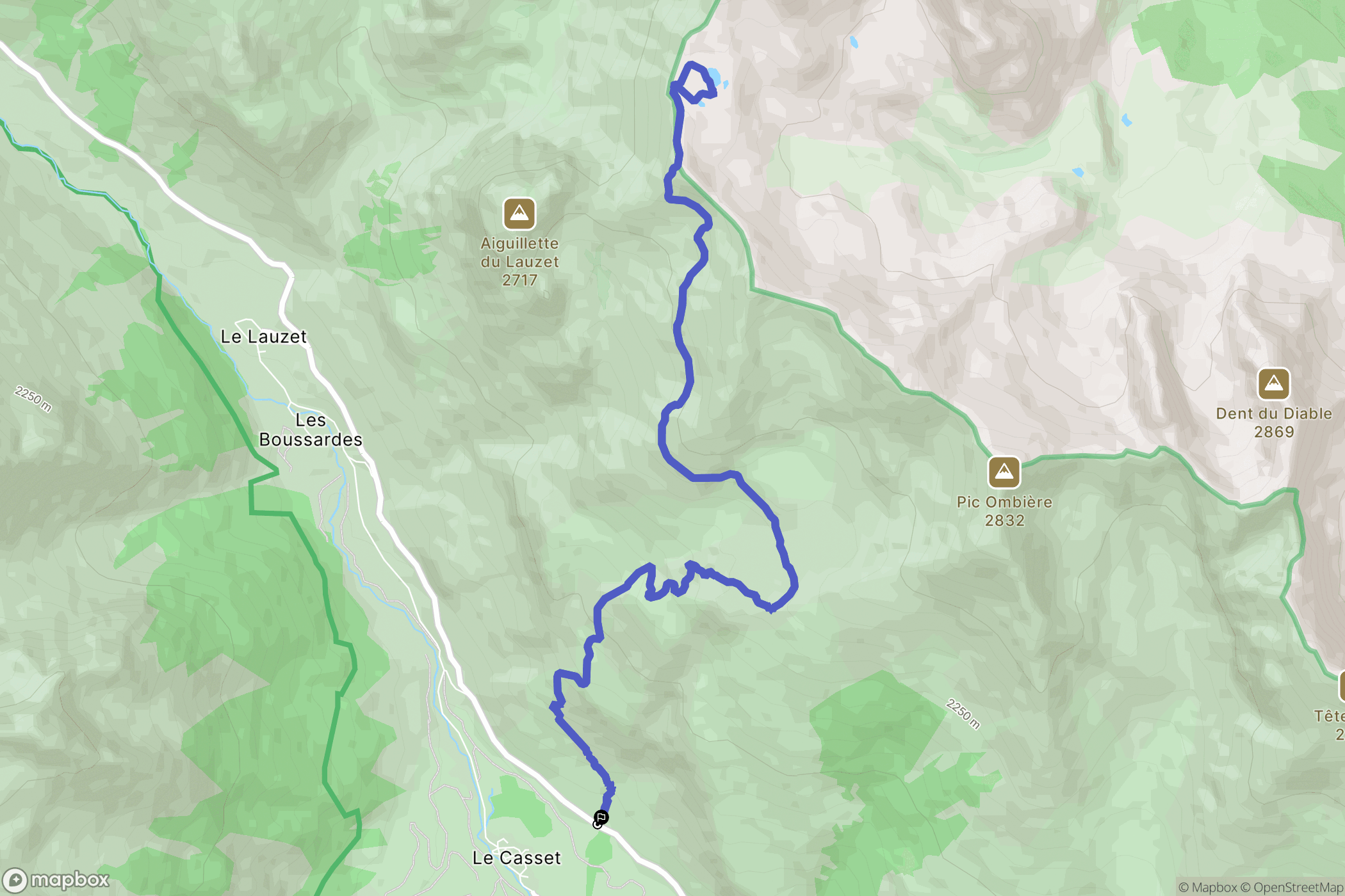 Le Casset : carte du parcours de randonnée - France