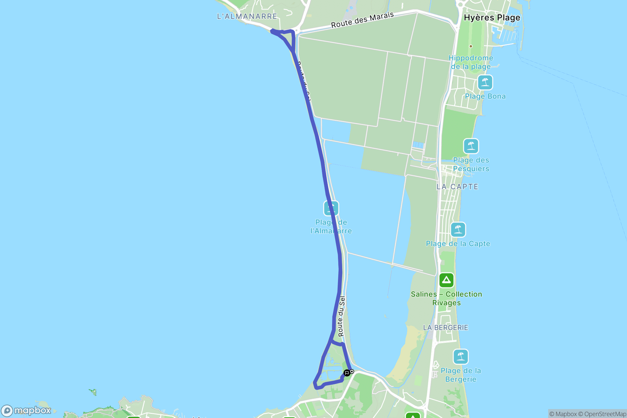 Giens : carte du parcours de randonnée - France