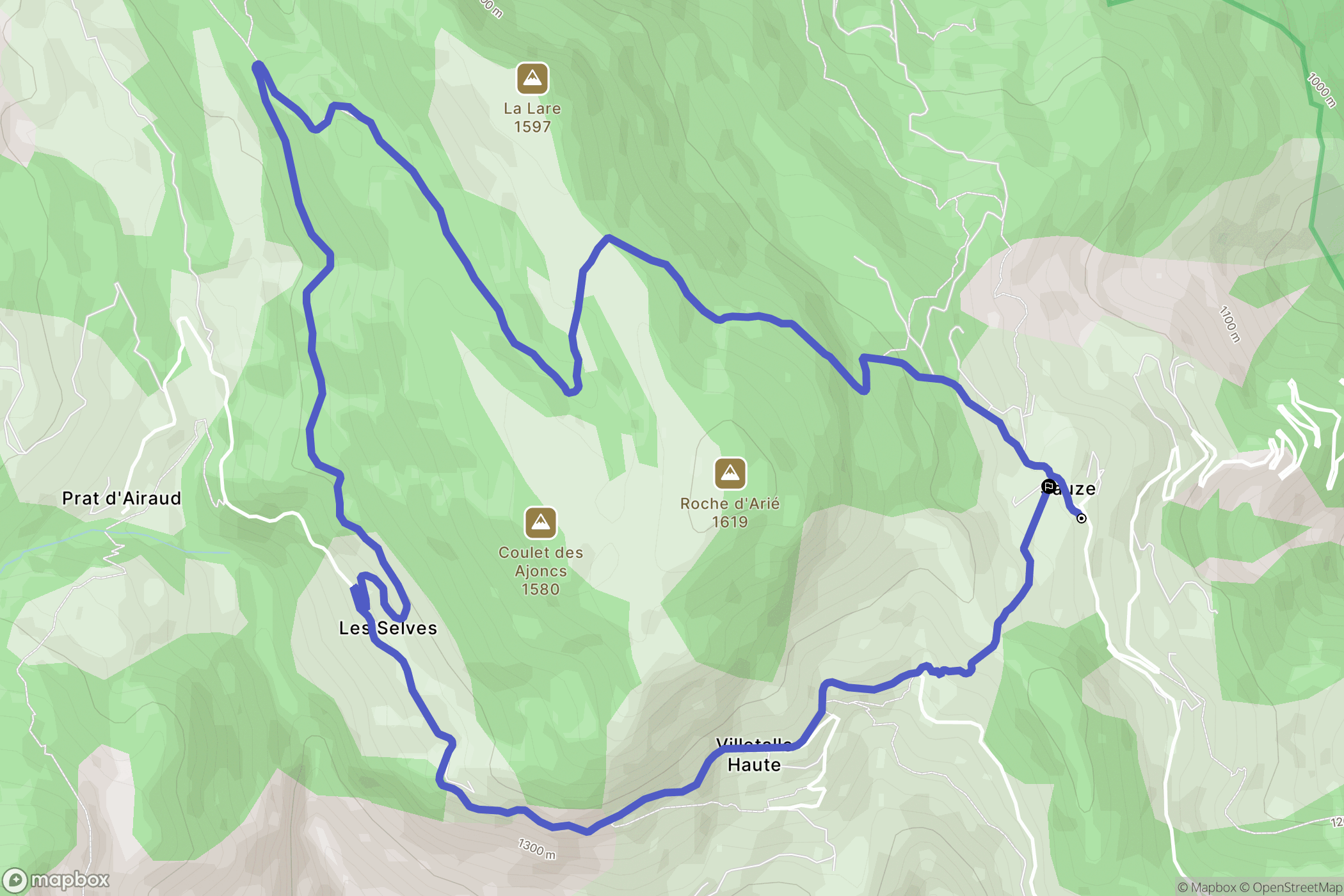 Sauze : carte du parcours de randonnée - France