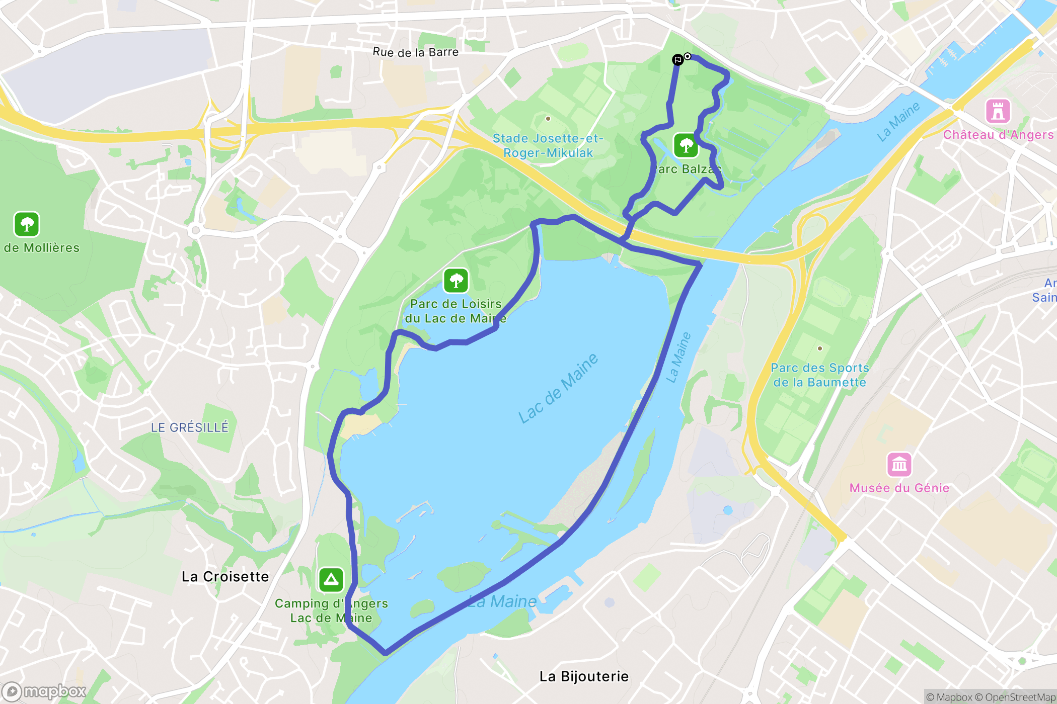 Angers : carte du parcours de randonnée - France