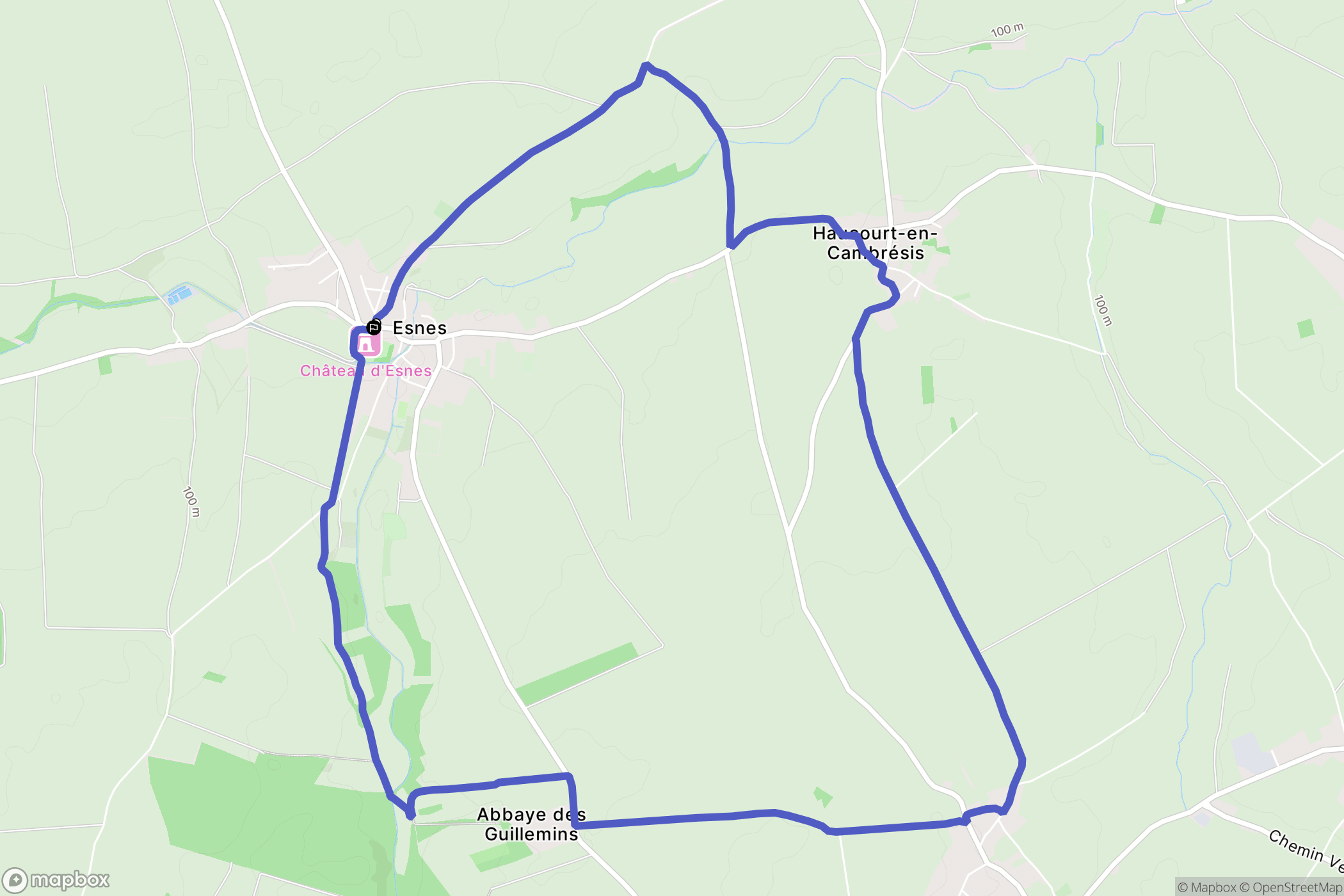 Esnes : carte du parcours de randonnée - France