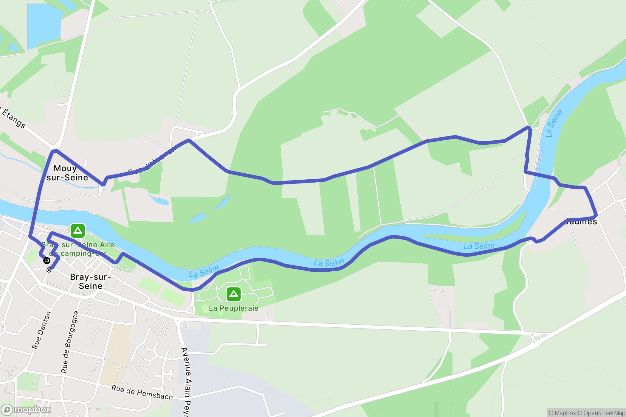 Bray-sur-Seine : carte du parcours de randonnée - France