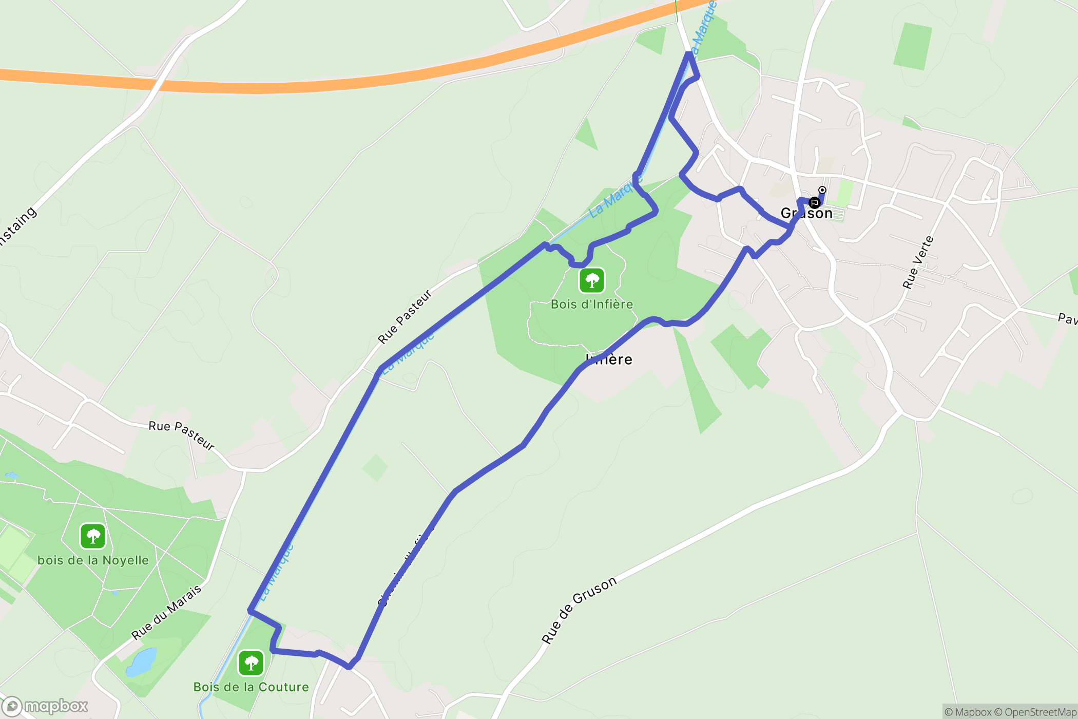 Gruson : carte du parcours de randonnée - France