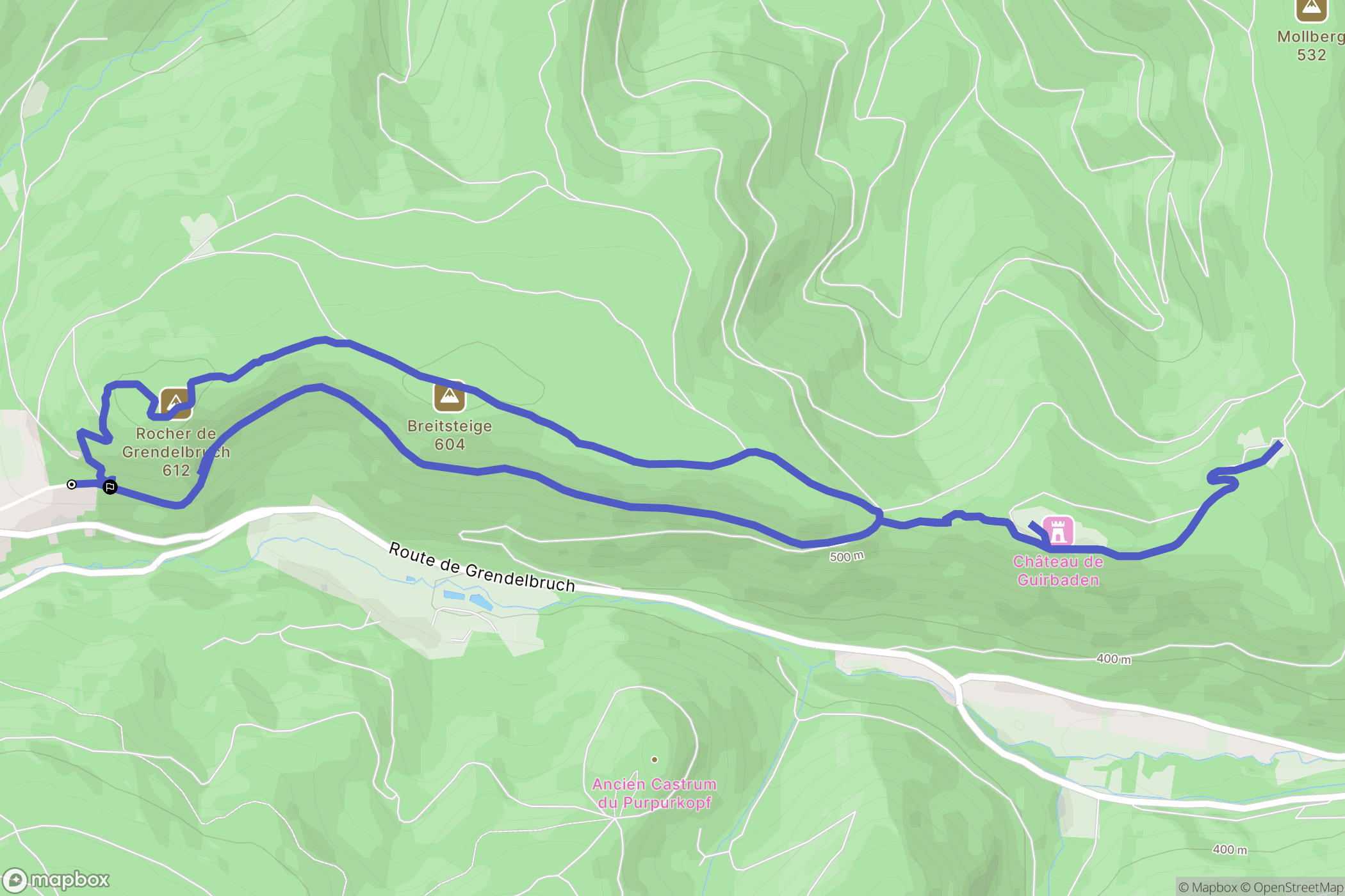 Grendelbruch : carte du parcours de randonnée - France