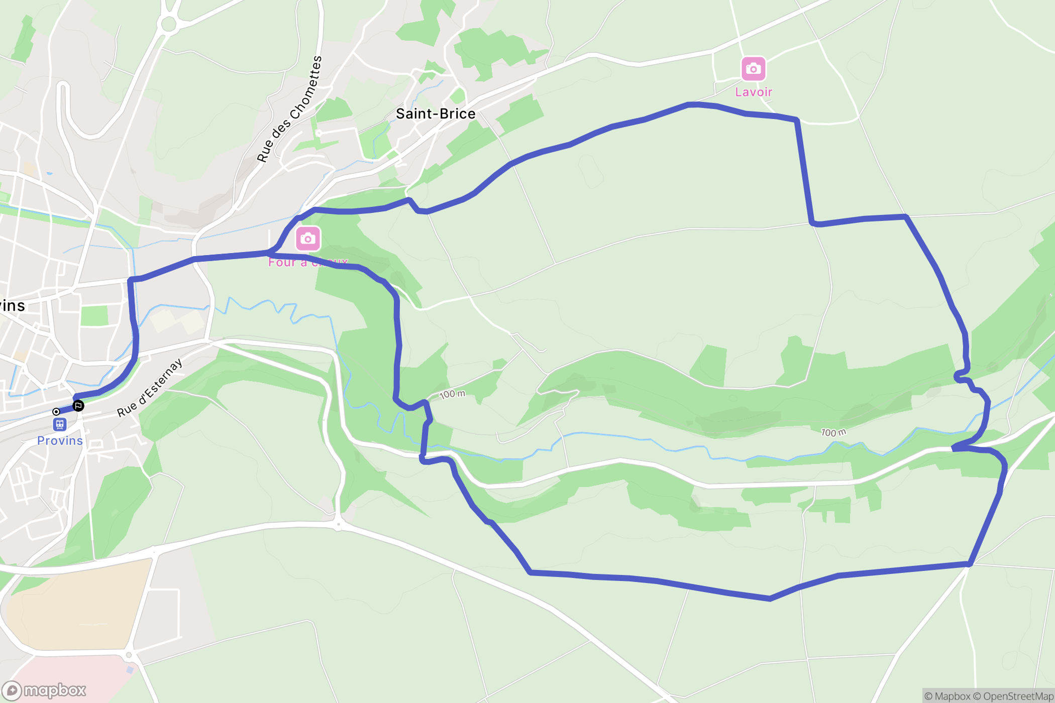 Provins : carte du parcours de randonnée - France