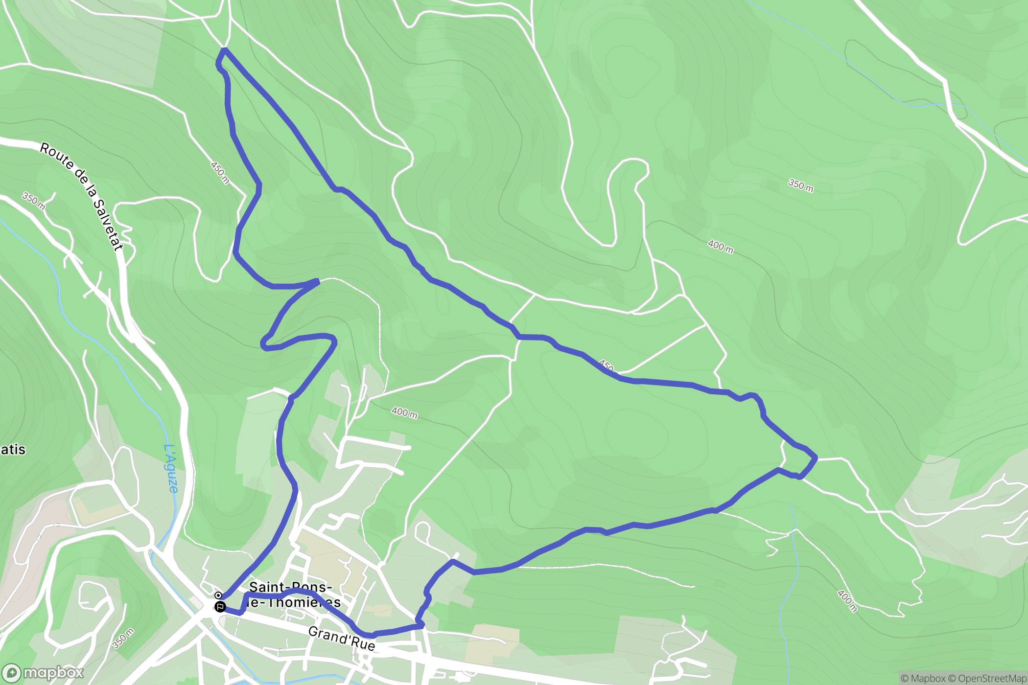 Saint-Pons-de-Thomières : carte du parcours de randonnée - France