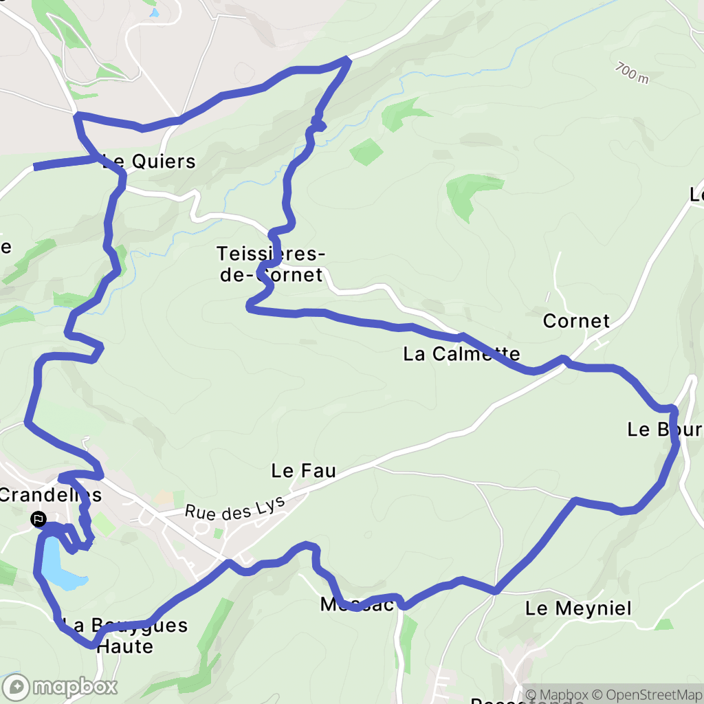 Crandelles : carte du parcours de randonnée - France