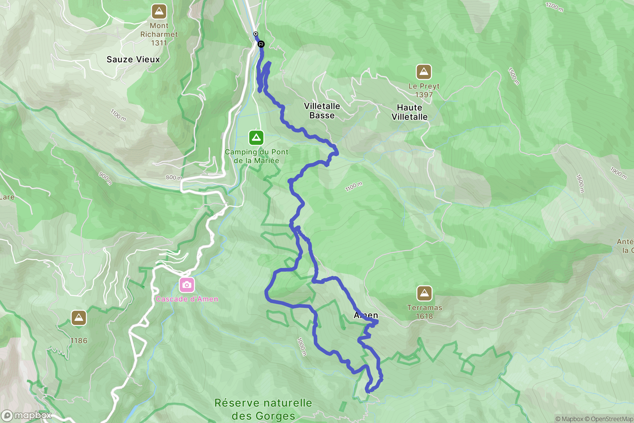 Guillaumes : carte du parcours de randonnée - France