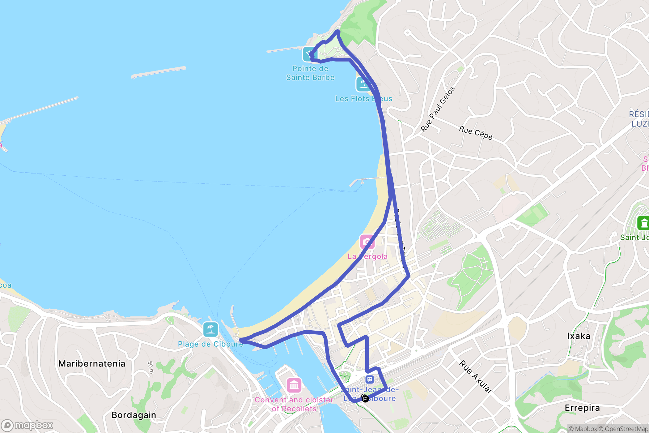 Saint-Jean-de-Luz : carte du parcours de randonnée - France