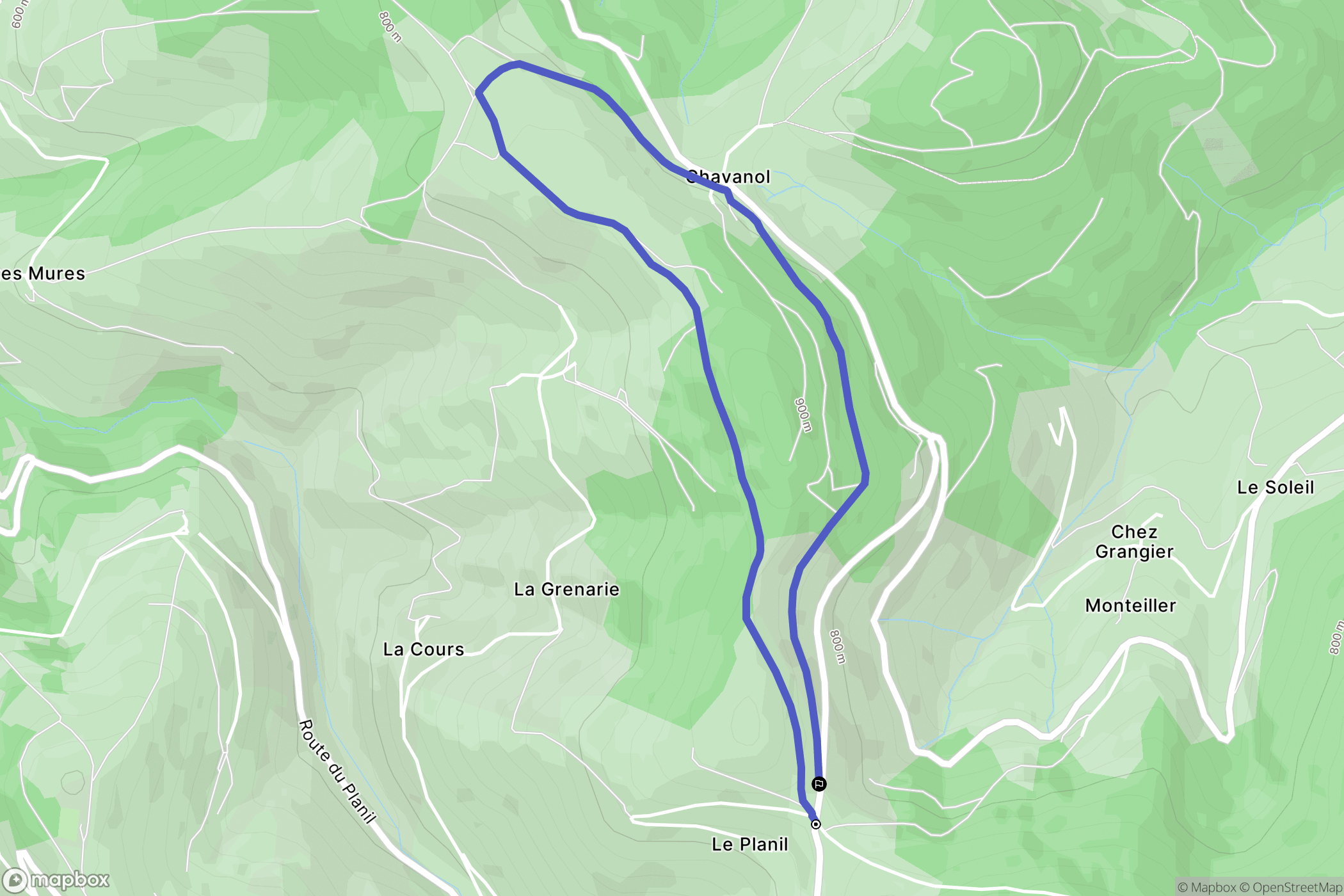 Doizieux : carte du parcours de randonnée - France
