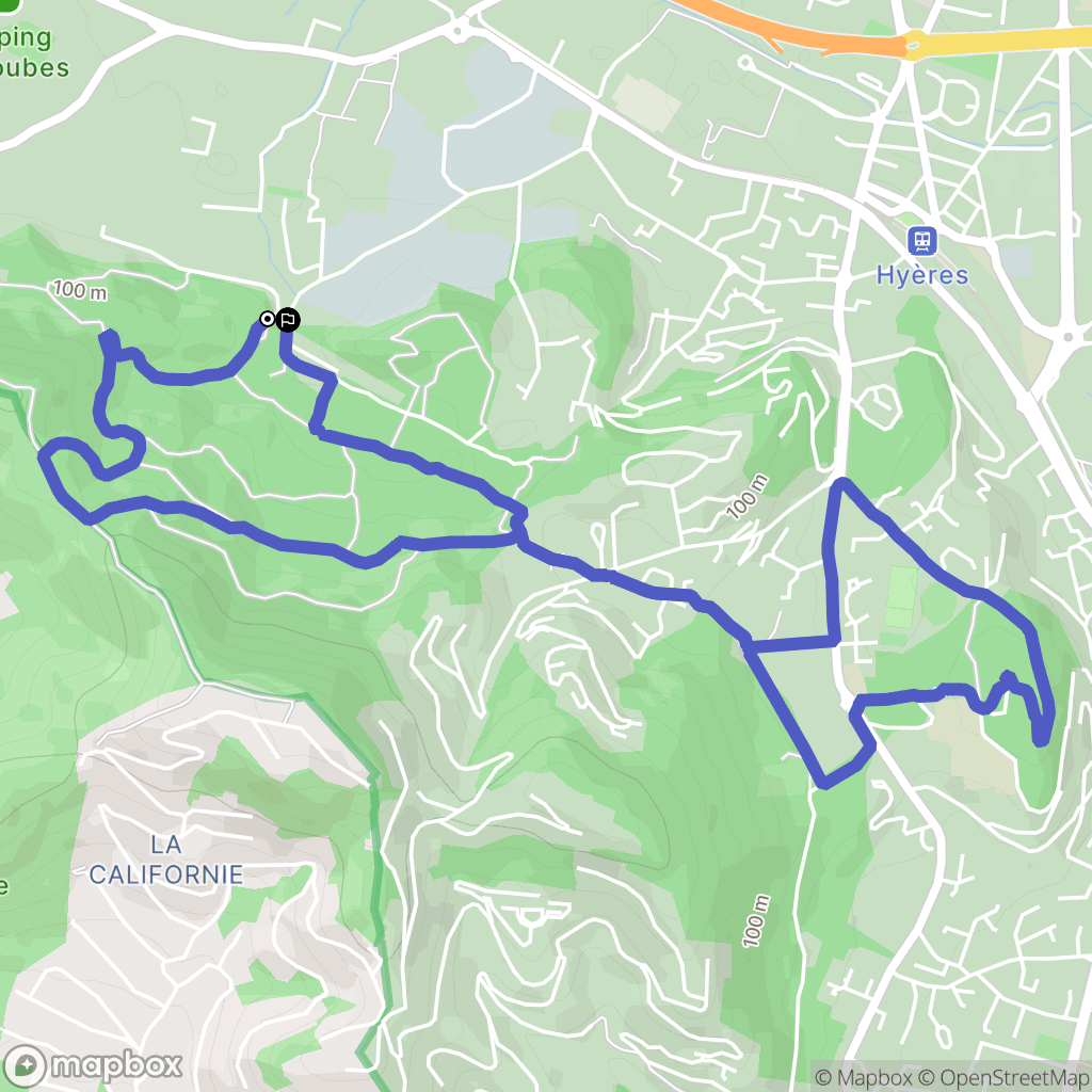 Hyères : carte du parcours de randonnée - France