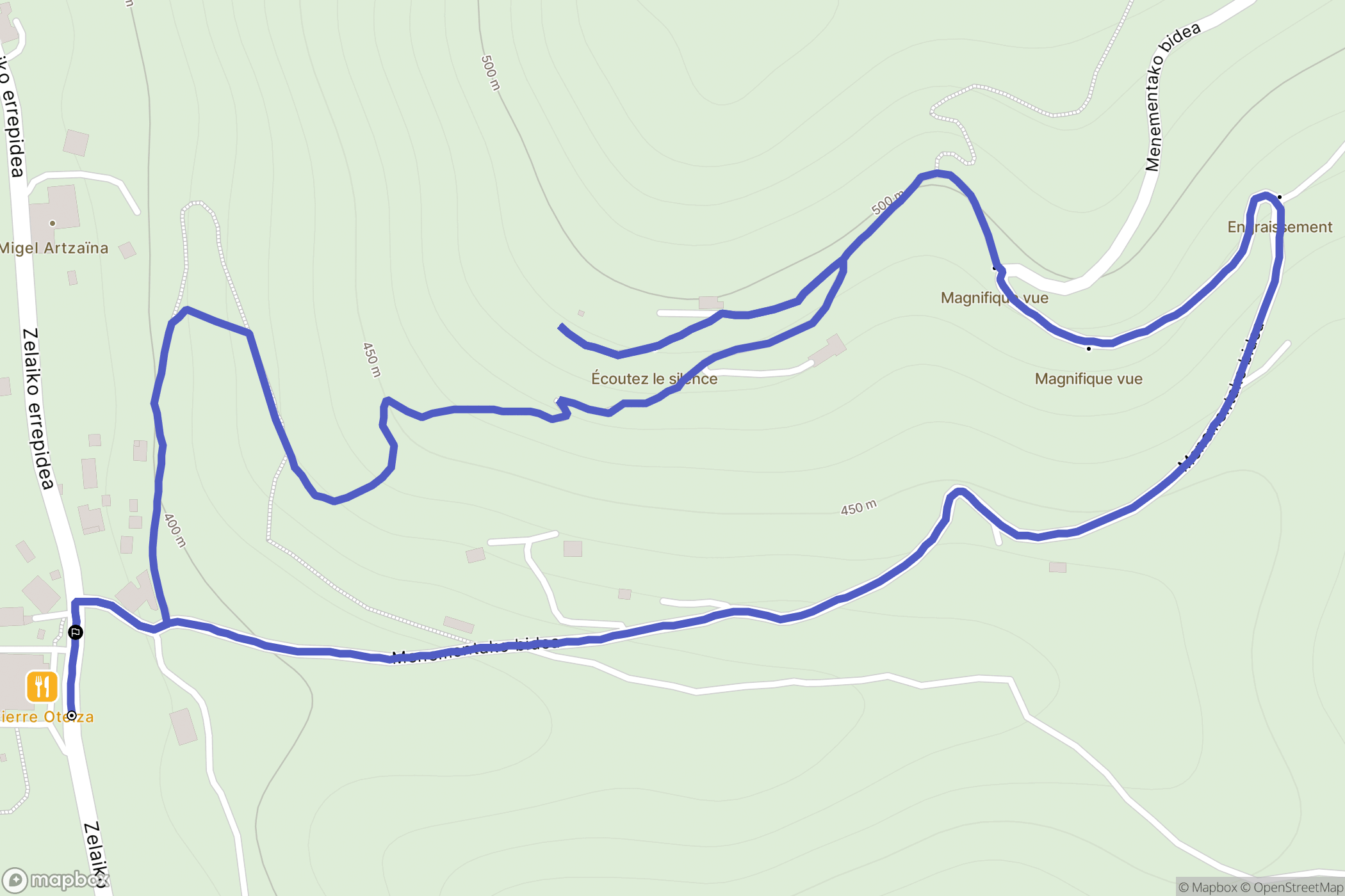 Aldudes : carte du parcours de randonnée - France