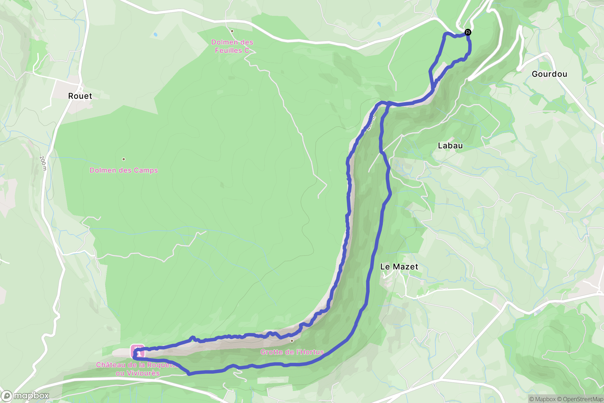Valflaunès : carte du parcours de randonnée - France