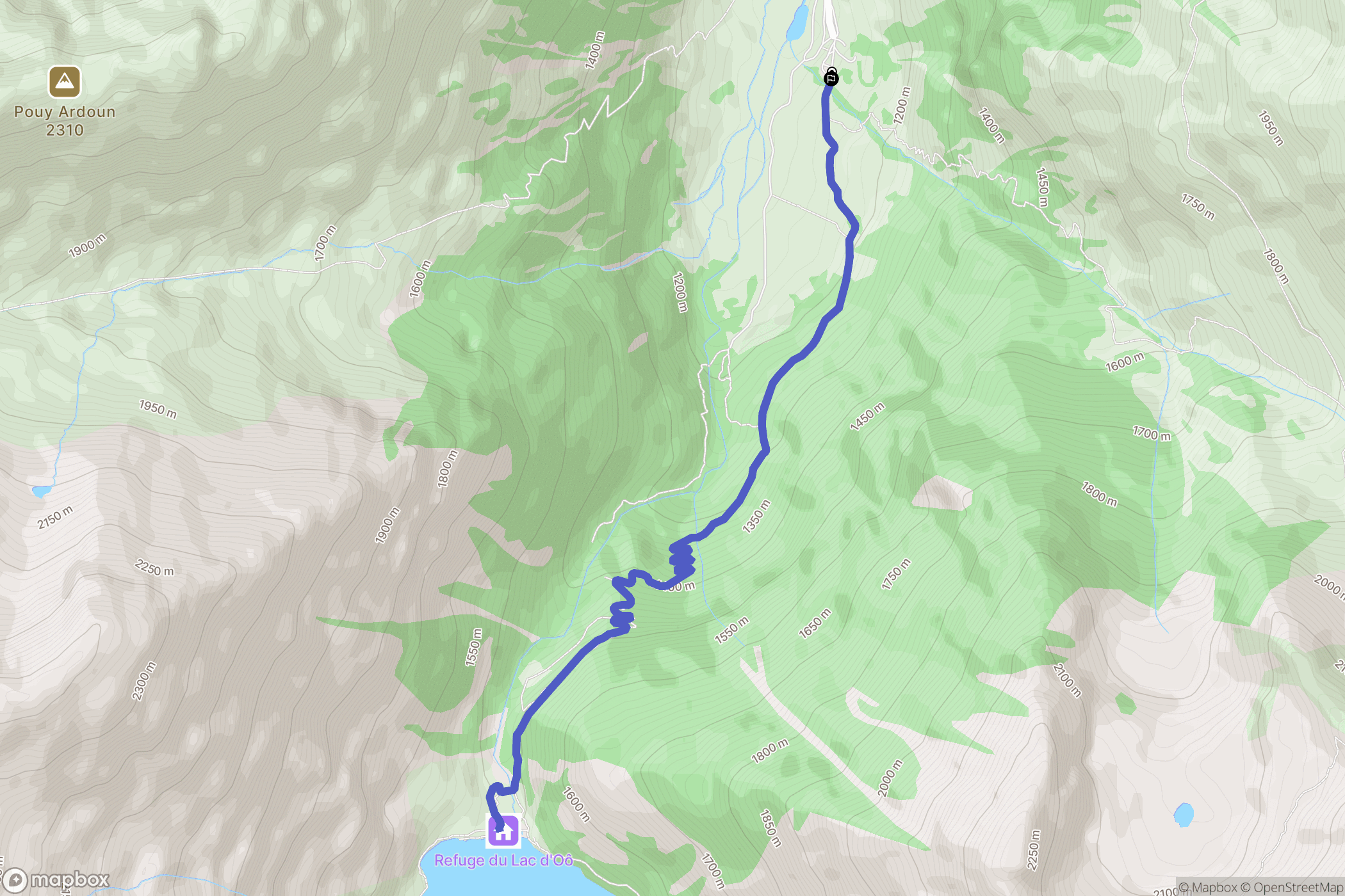 Les Granges d'Astau, Oô : carte du parcours de randonnée - France