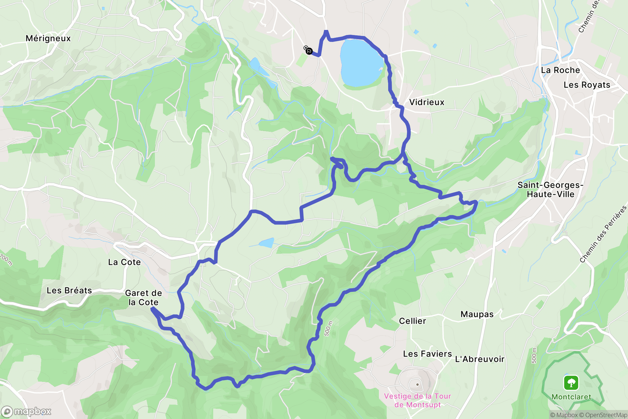 Lézigneux : carte du parcours de randonnée - France