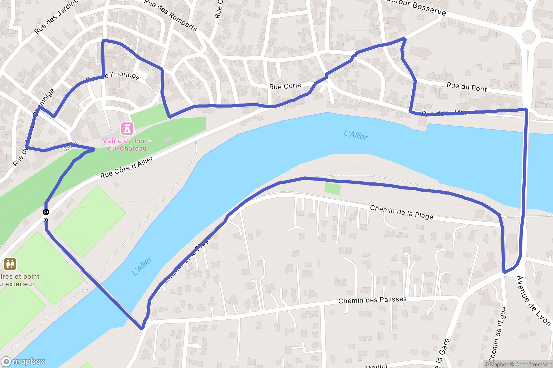 Pont-du-Château : carte du parcours de randonnée - France