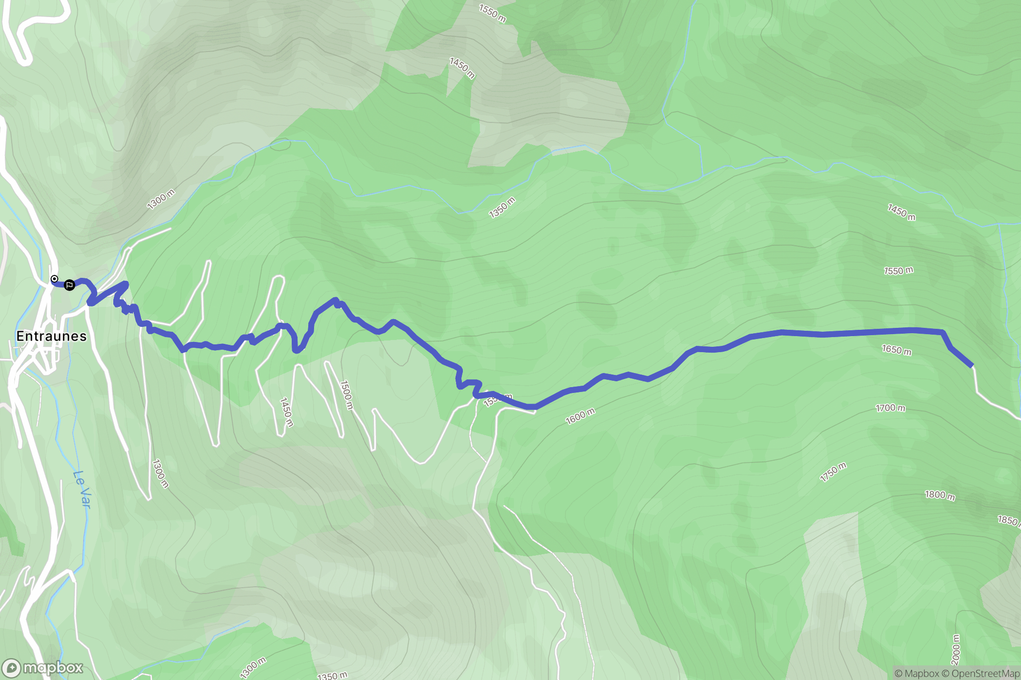 Entraunes : carte du parcours de randonnée - France