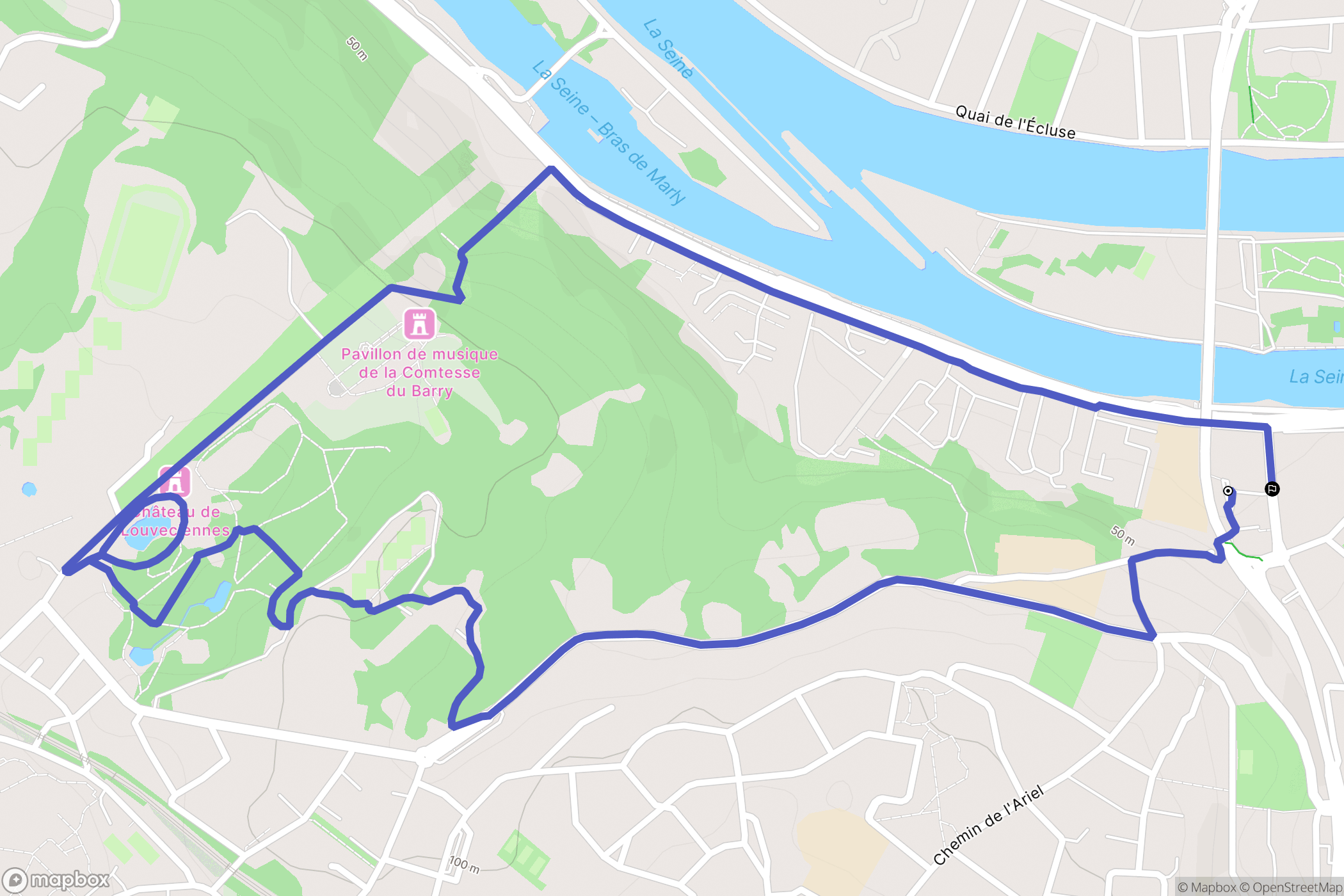 Bougival : carte du parcours de randonnée - France