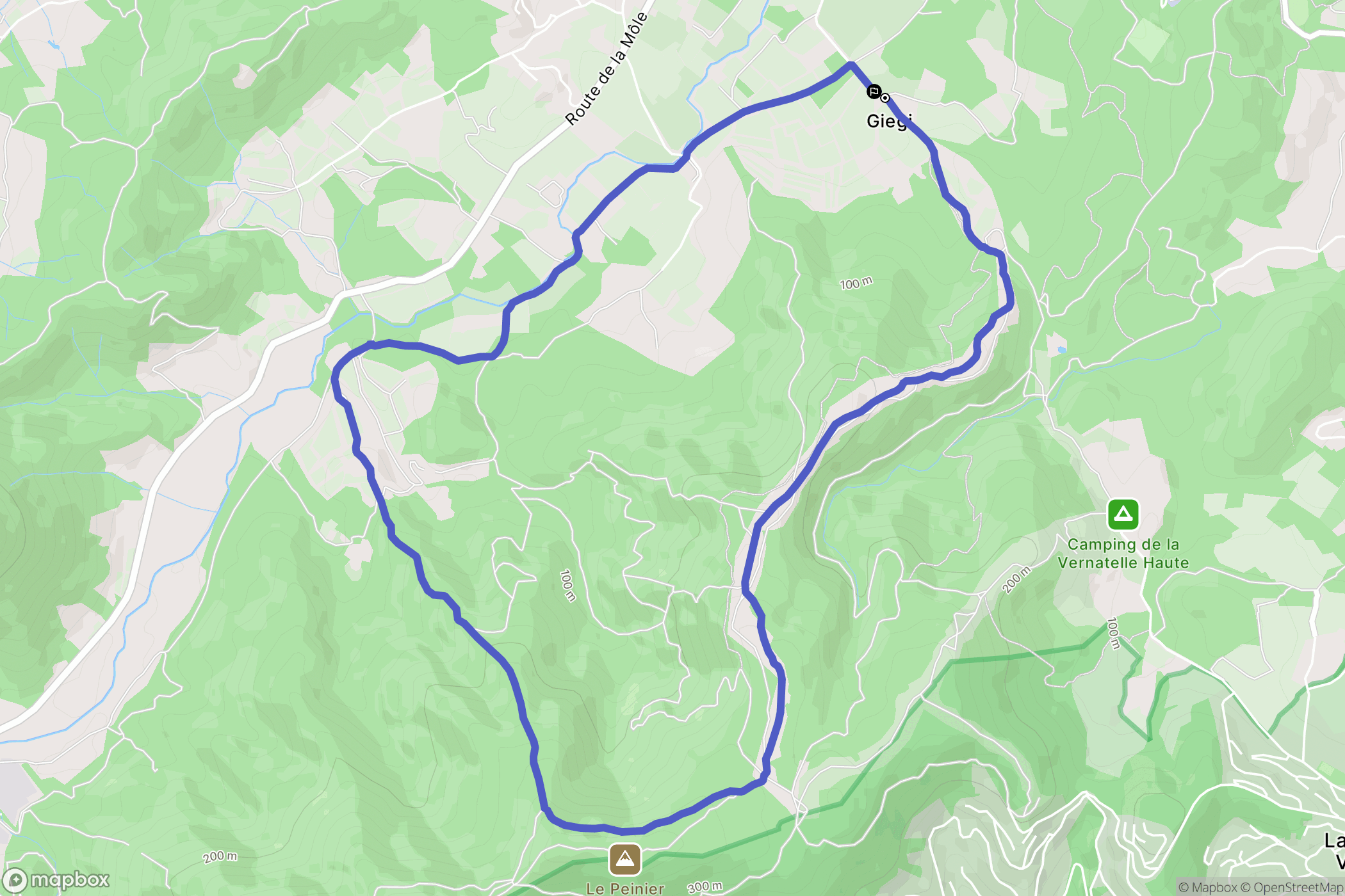 Cogolin : carte du parcours de randonnée - France