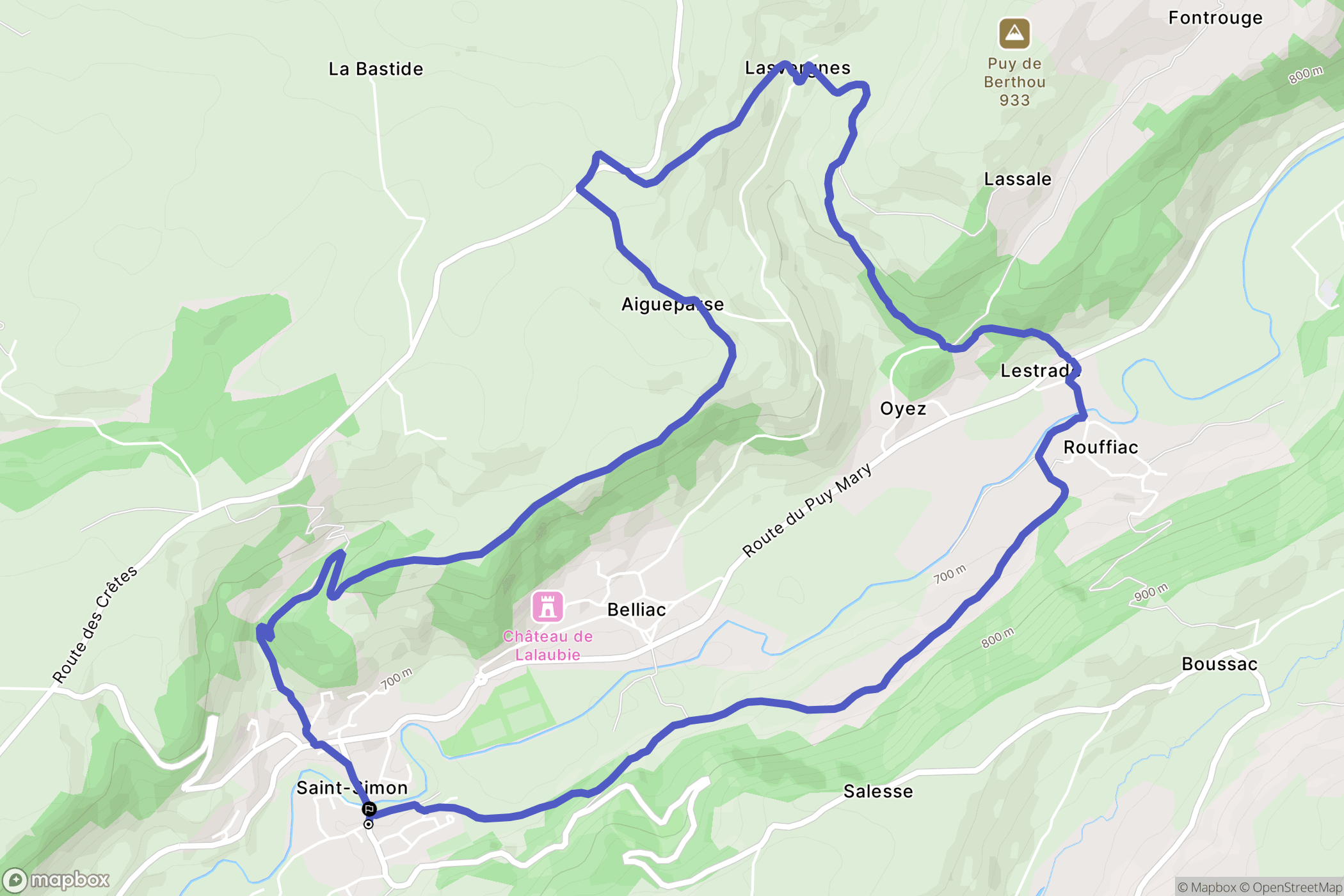 Saint-Simon : carte du parcours de randonnée - France