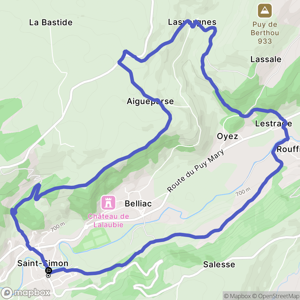 Saint-Simon : carte du parcours de randonnée - France
