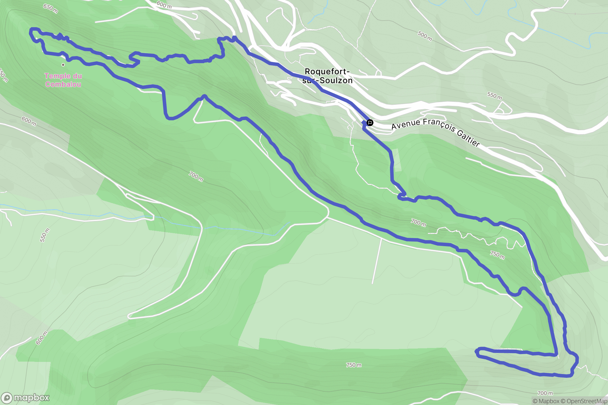 Roquefort-sur-Soulzon : carte du parcours de randonnée - France