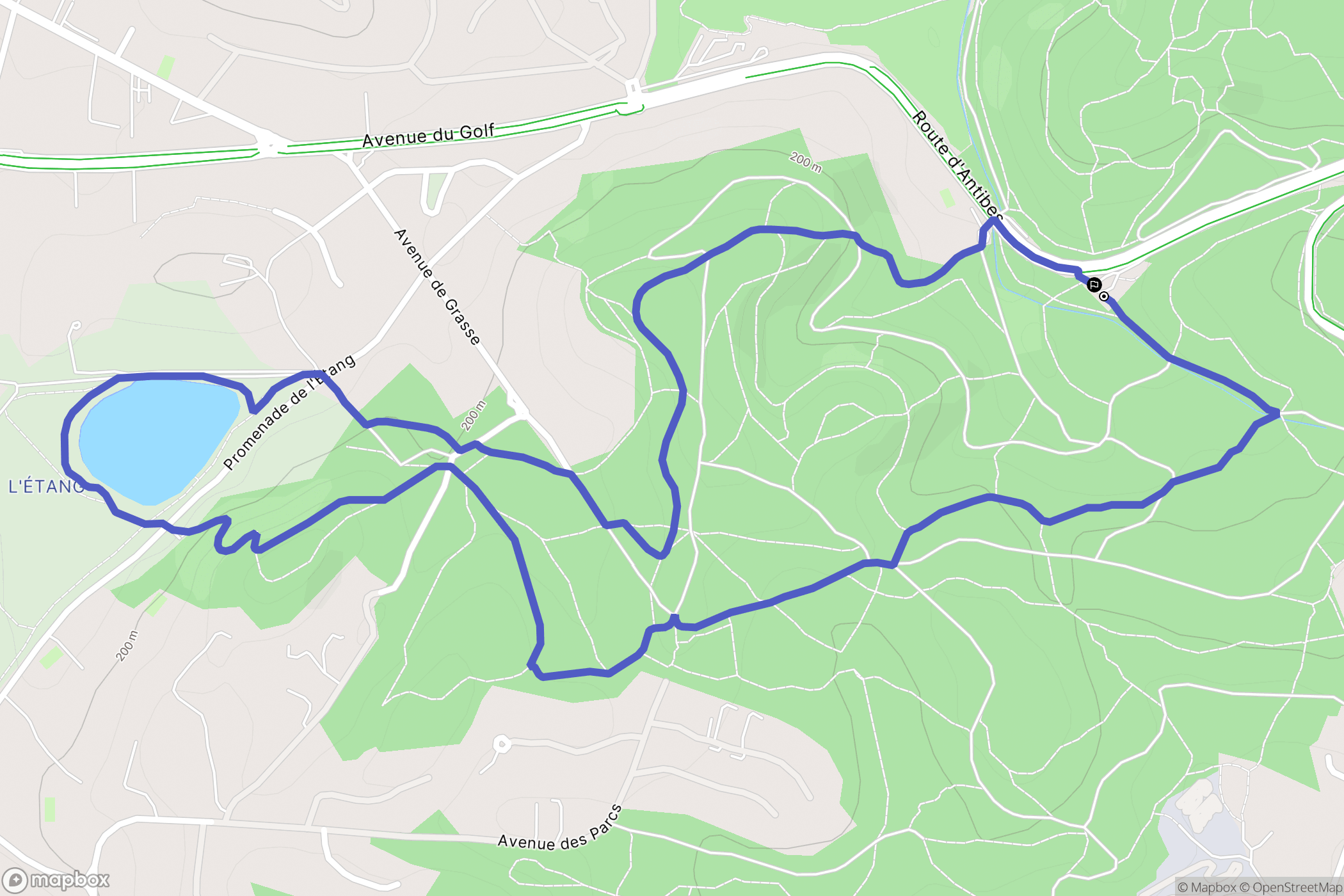 Mougins : carte du parcours de randonnée - France