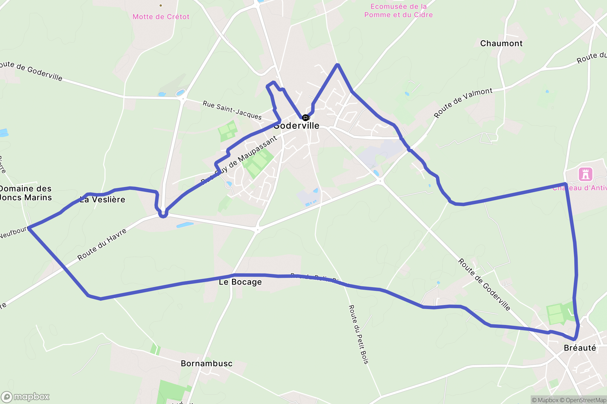 Goderville : carte du parcours de randonnée - France