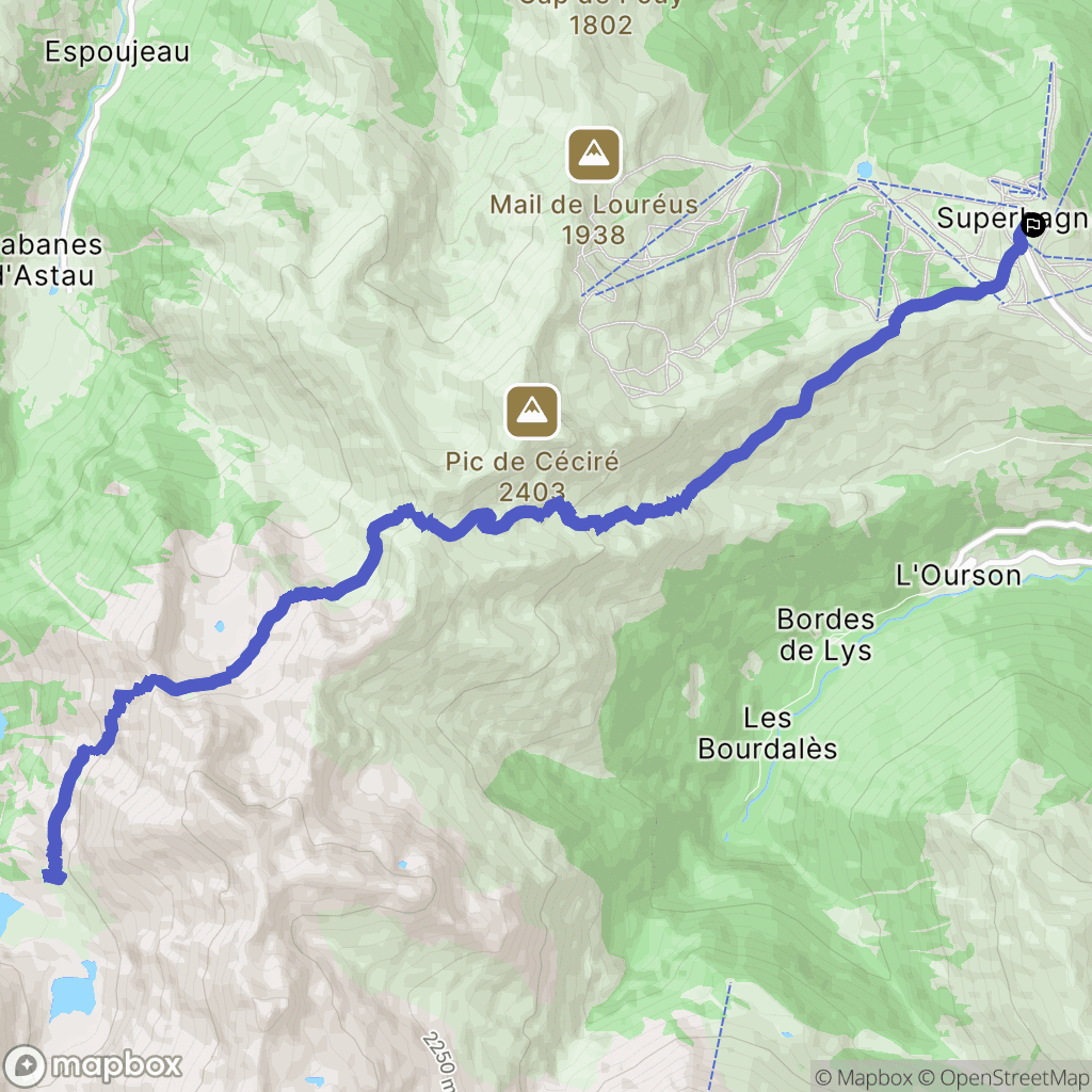 Bagnères-de-Luchon : carte du parcours de randonnée - France