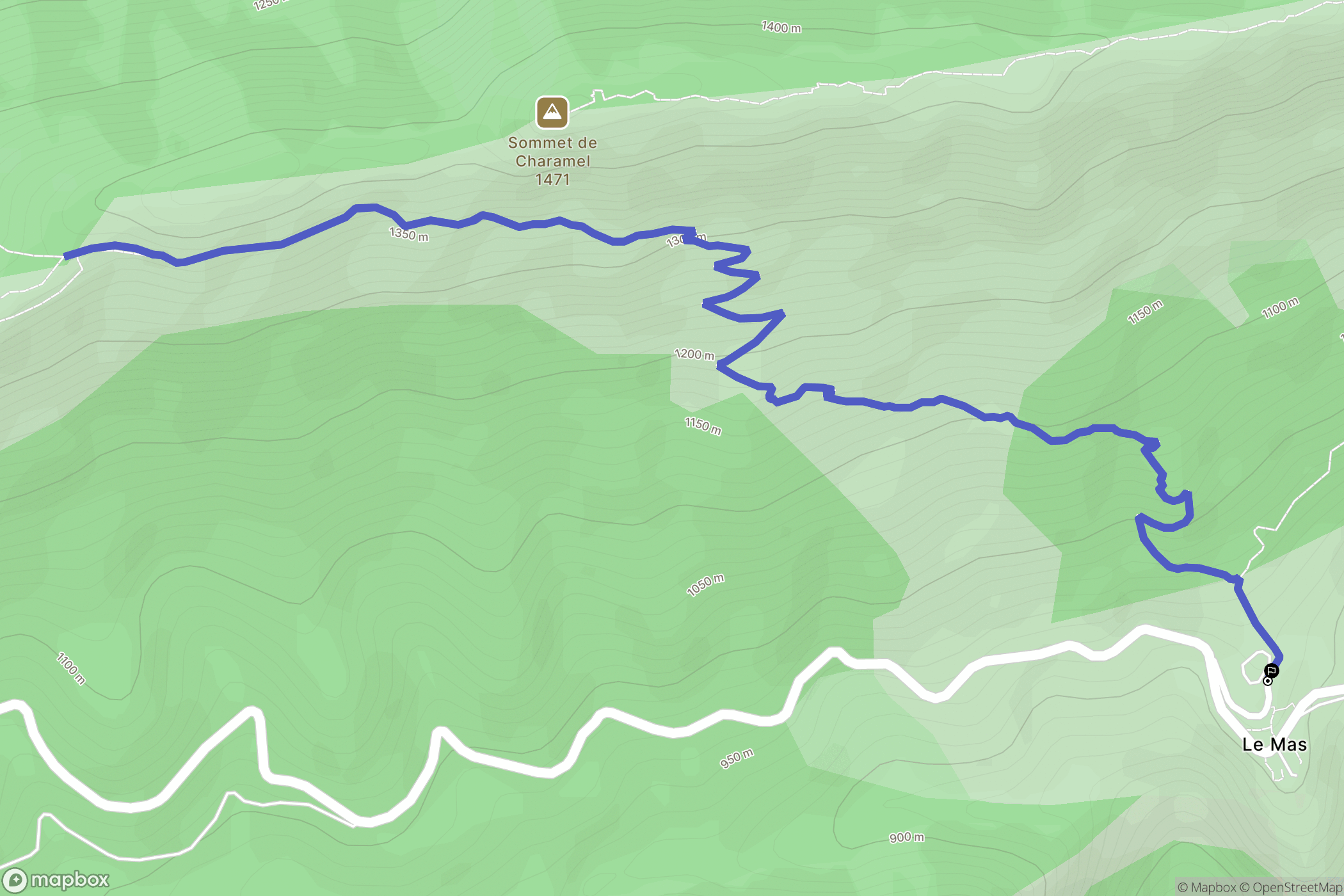 Le Mas : carte du parcours de randonnée - France