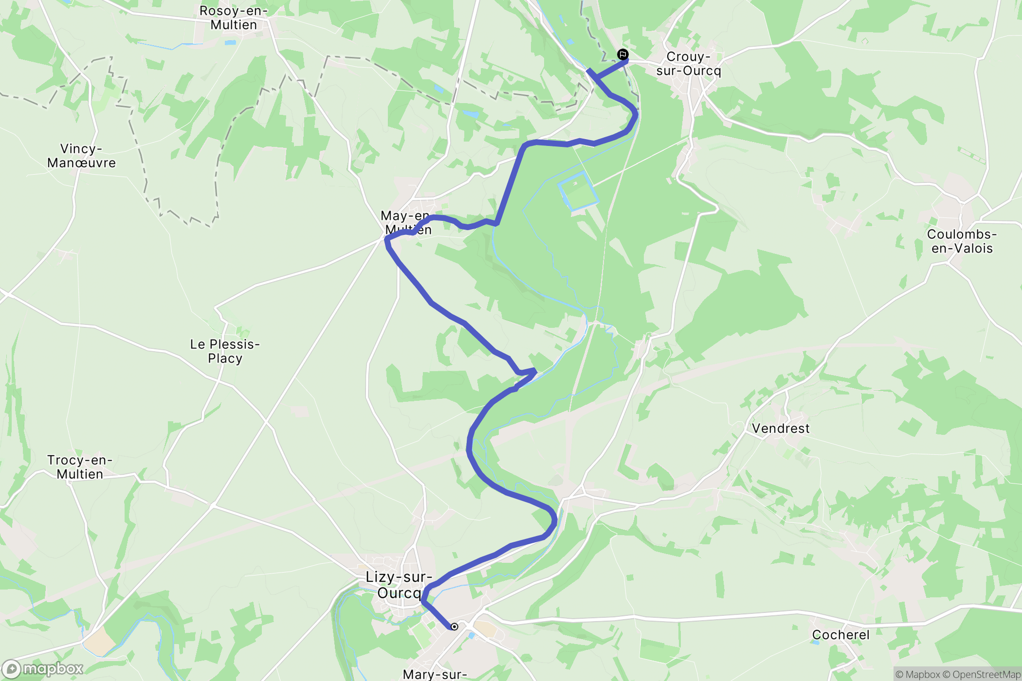 Lizy-sur-Ourcq : carte du parcours de randonnée - France