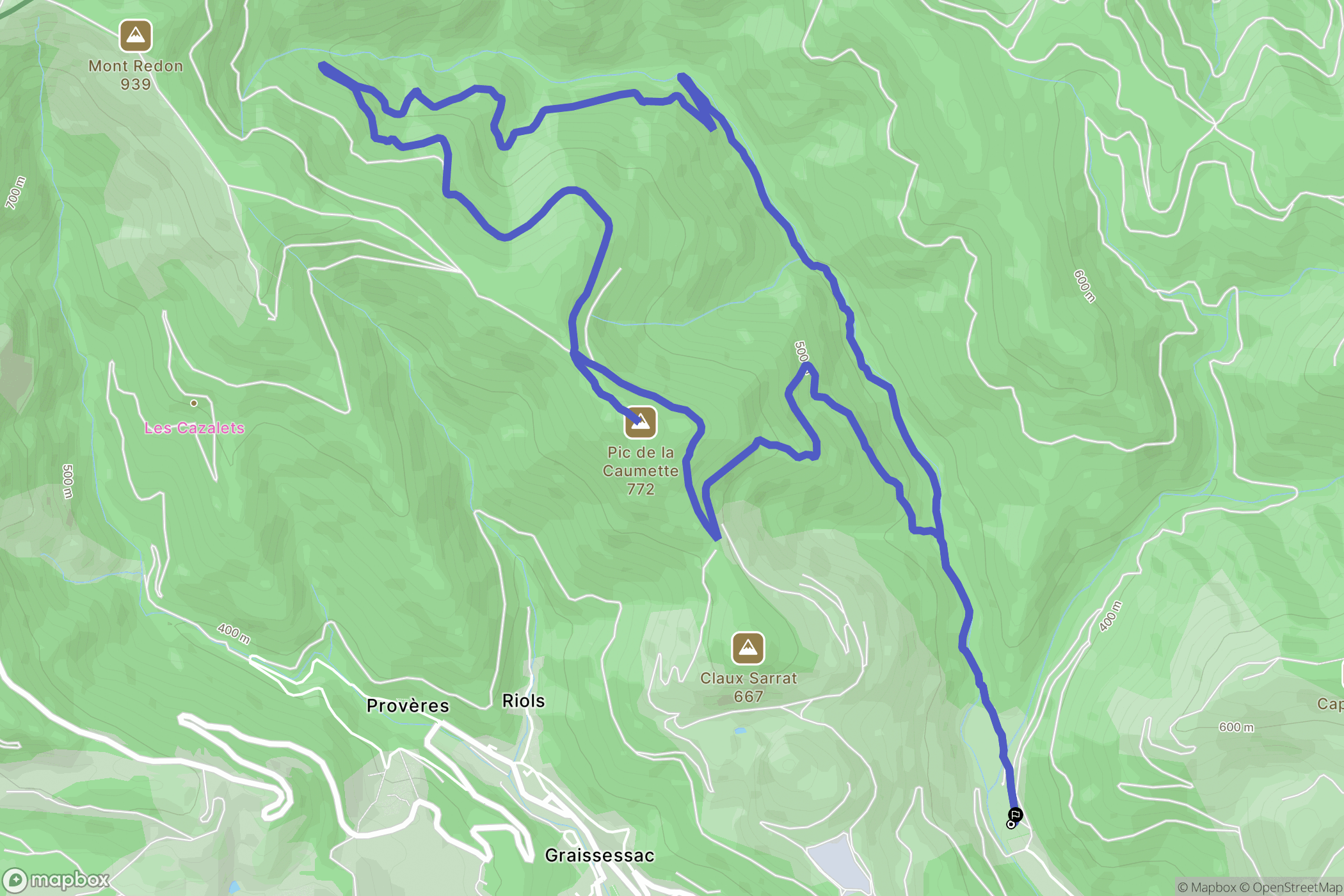 Camplong : carte du parcours de randonnée - France