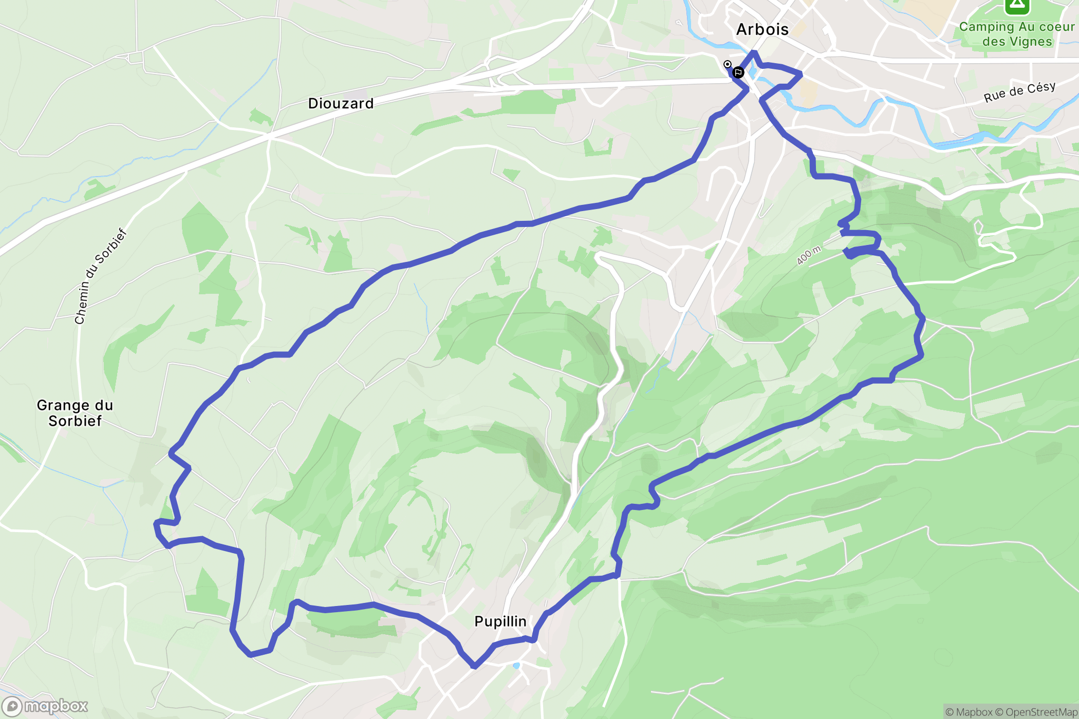 Arbois : carte du parcours de randonnée - France