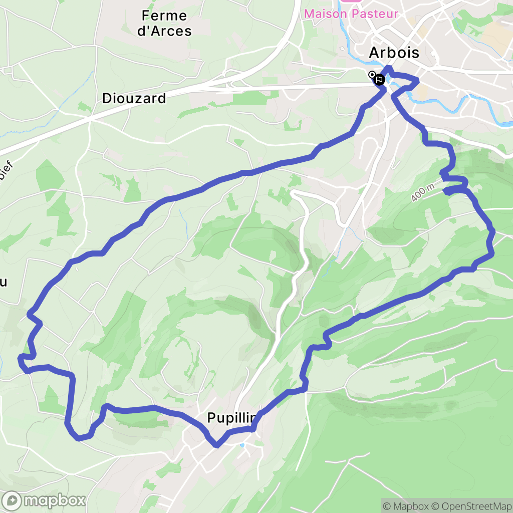 Arbois : carte du parcours de randonnée - France