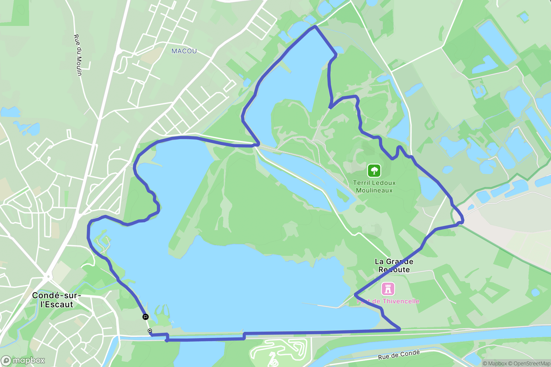 Condé-sur-l'Escaut : carte du parcours de randonnée - France