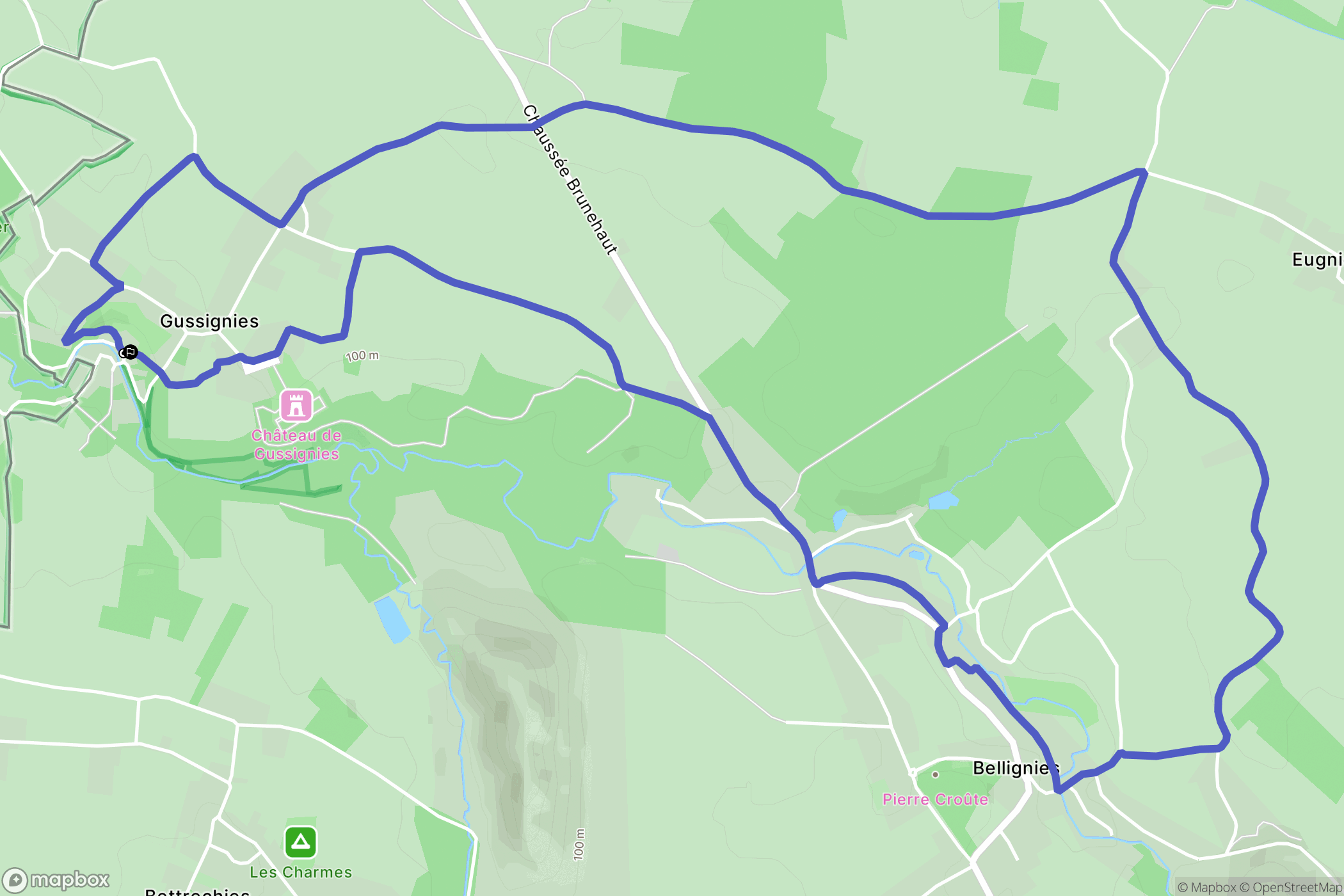 Gussignies : carte du parcours de randonnée - France