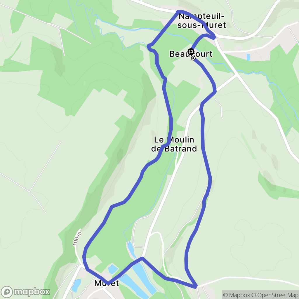 Nampteuil-sous-Muret : carte du parcours de randonnée - France