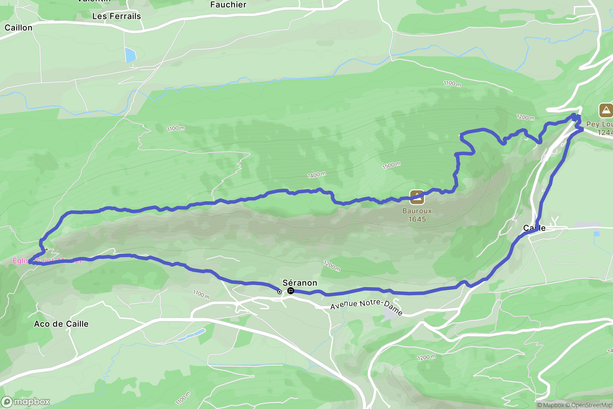 Séranon : carte du parcours de randonnée - France