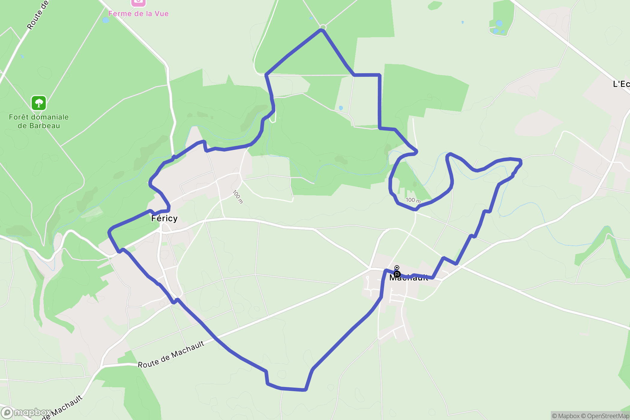 Machault : carte du parcours de randonnée - France