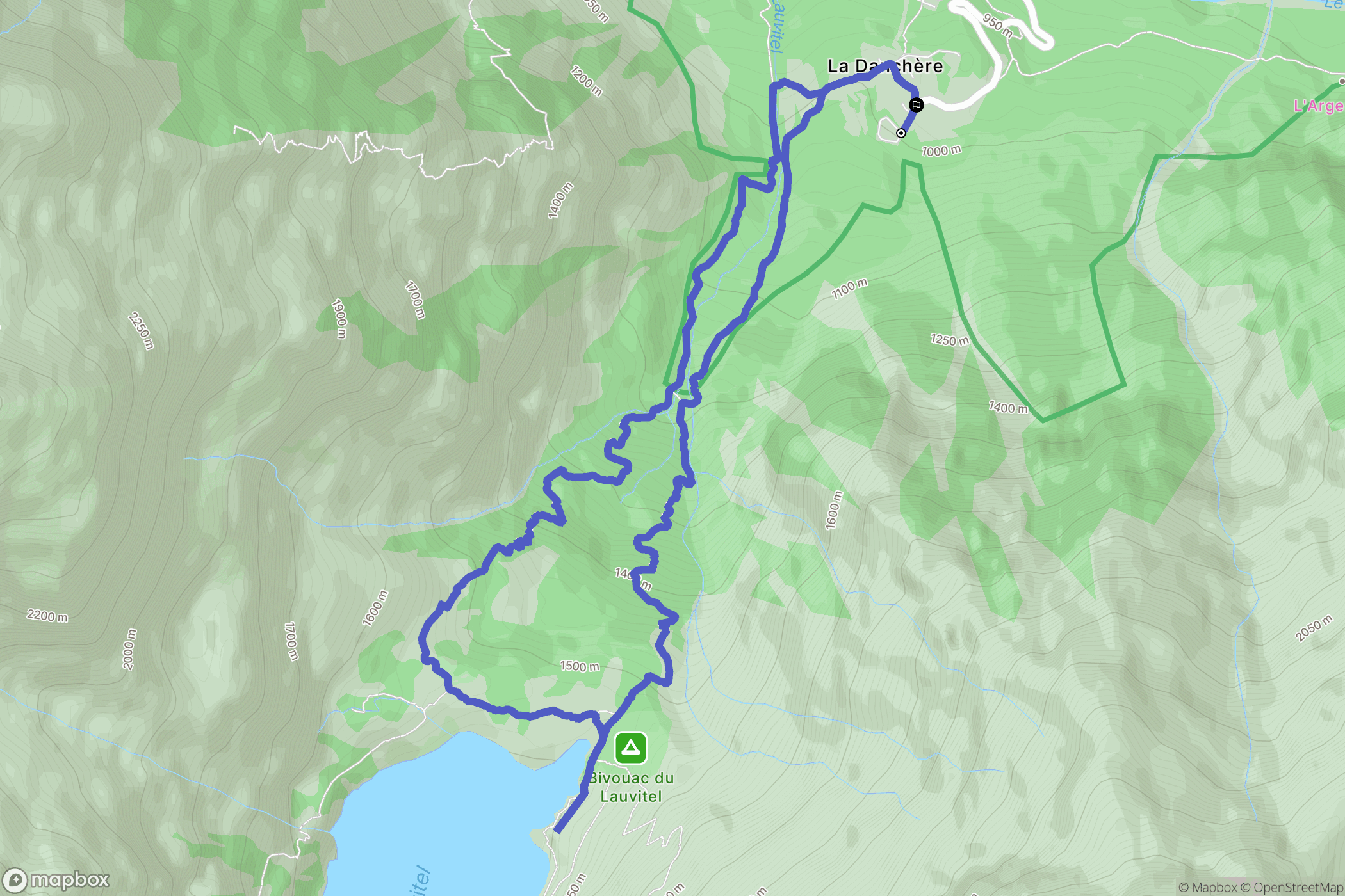 Lauvitel : carte du parcours de randonnée - France