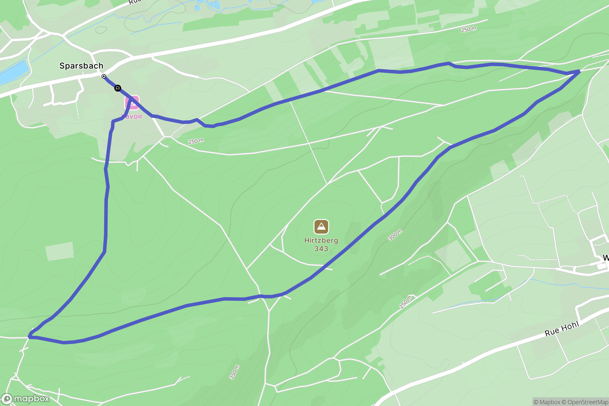 Sparsbach : carte du parcours de randonnée - France