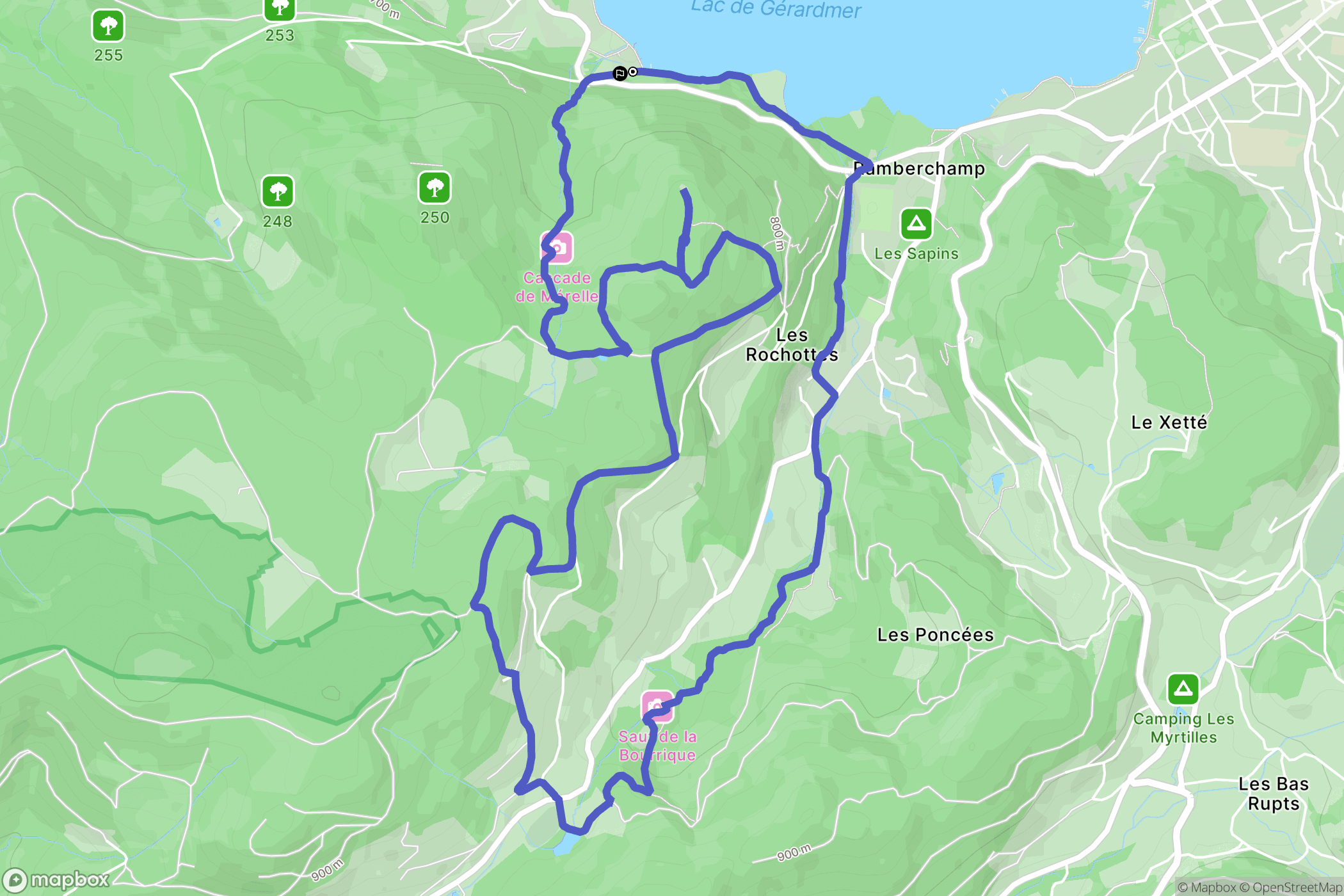 Gérardmer : carte du parcours de randonnée - France