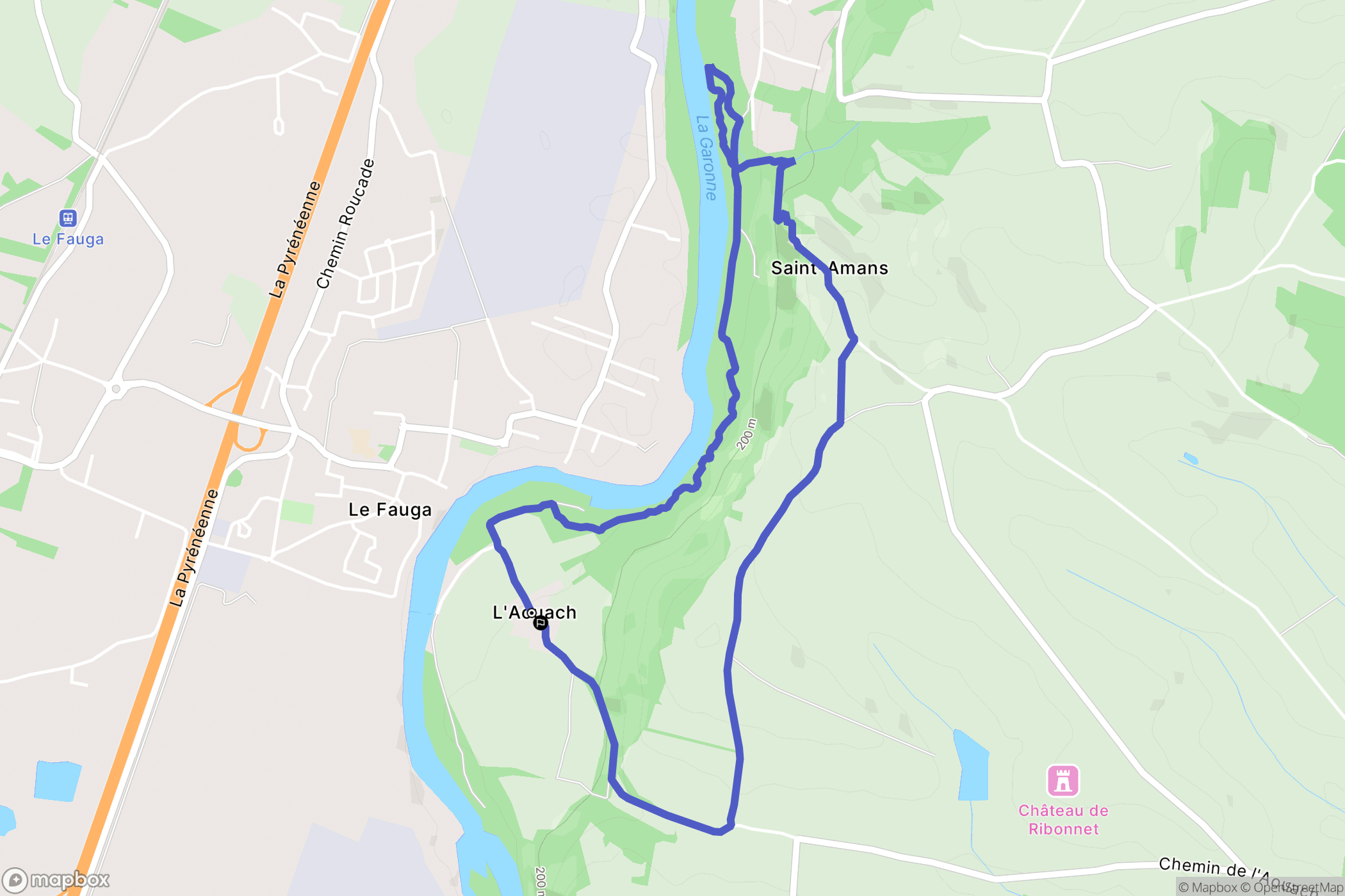 Le Fauga : carte du parcours de randonnée - France